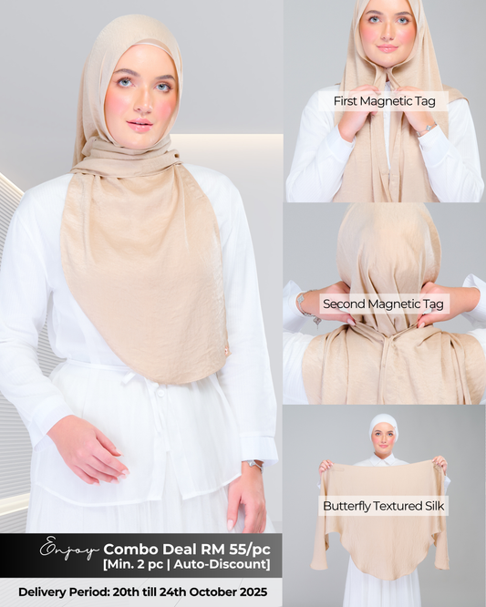 Instant Tag n' Go Butterfly | Textured Silk in Nude Sand