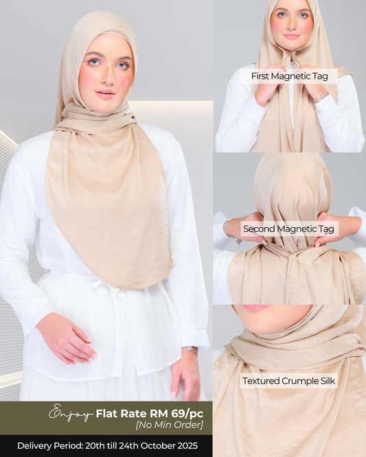 Instant Tag n' Go Shawl | Textured Silk in Nude Sand
