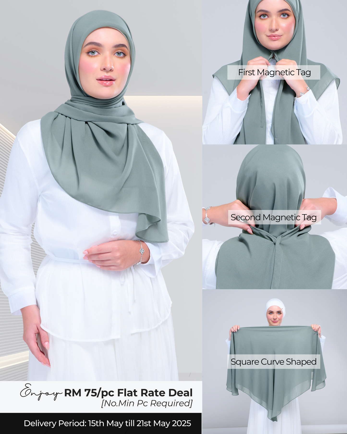 Instant Square Tag & Go l Cotton Voile in Ocean Green