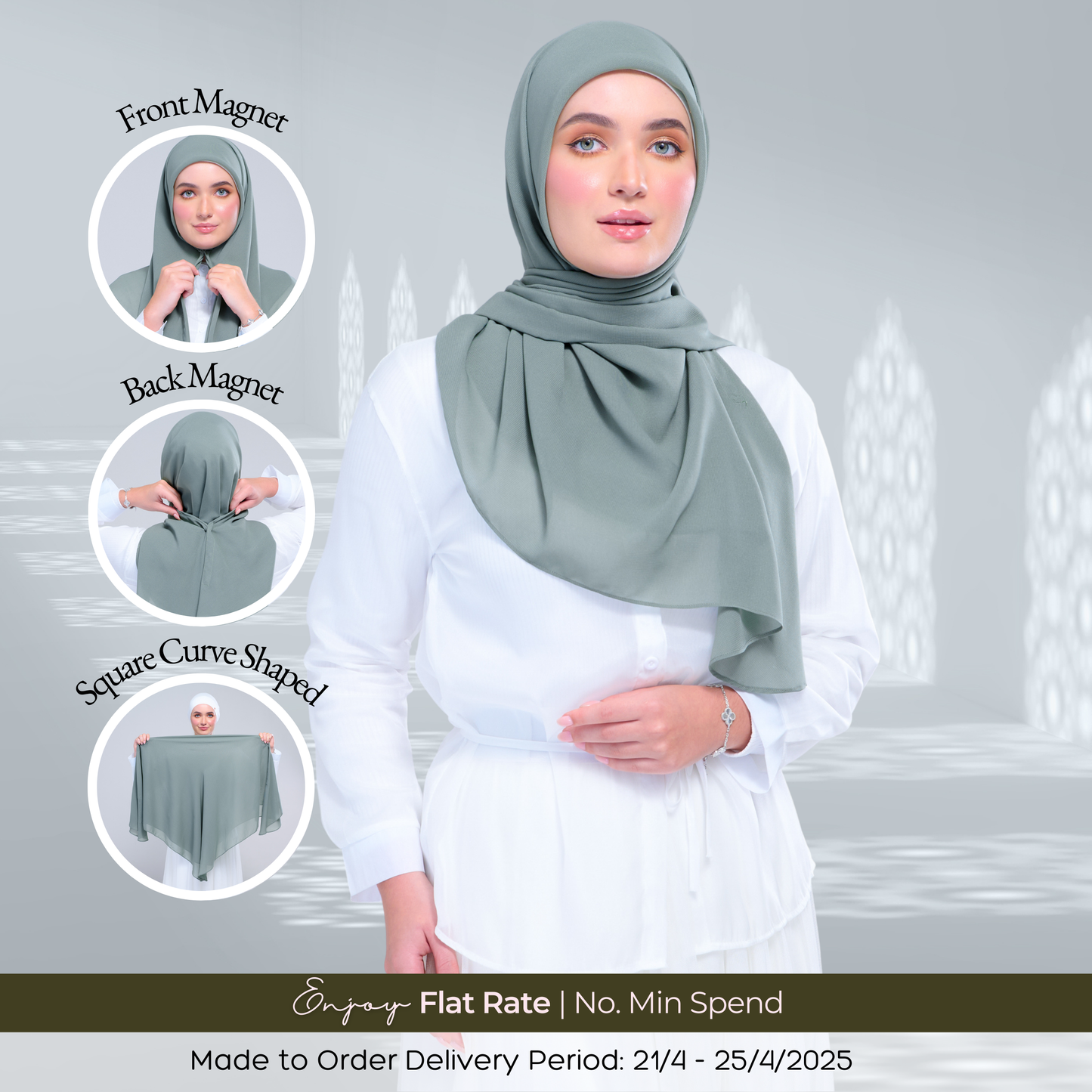 Instant Square Tag & Go l Cotton Voile in Ocean Green
