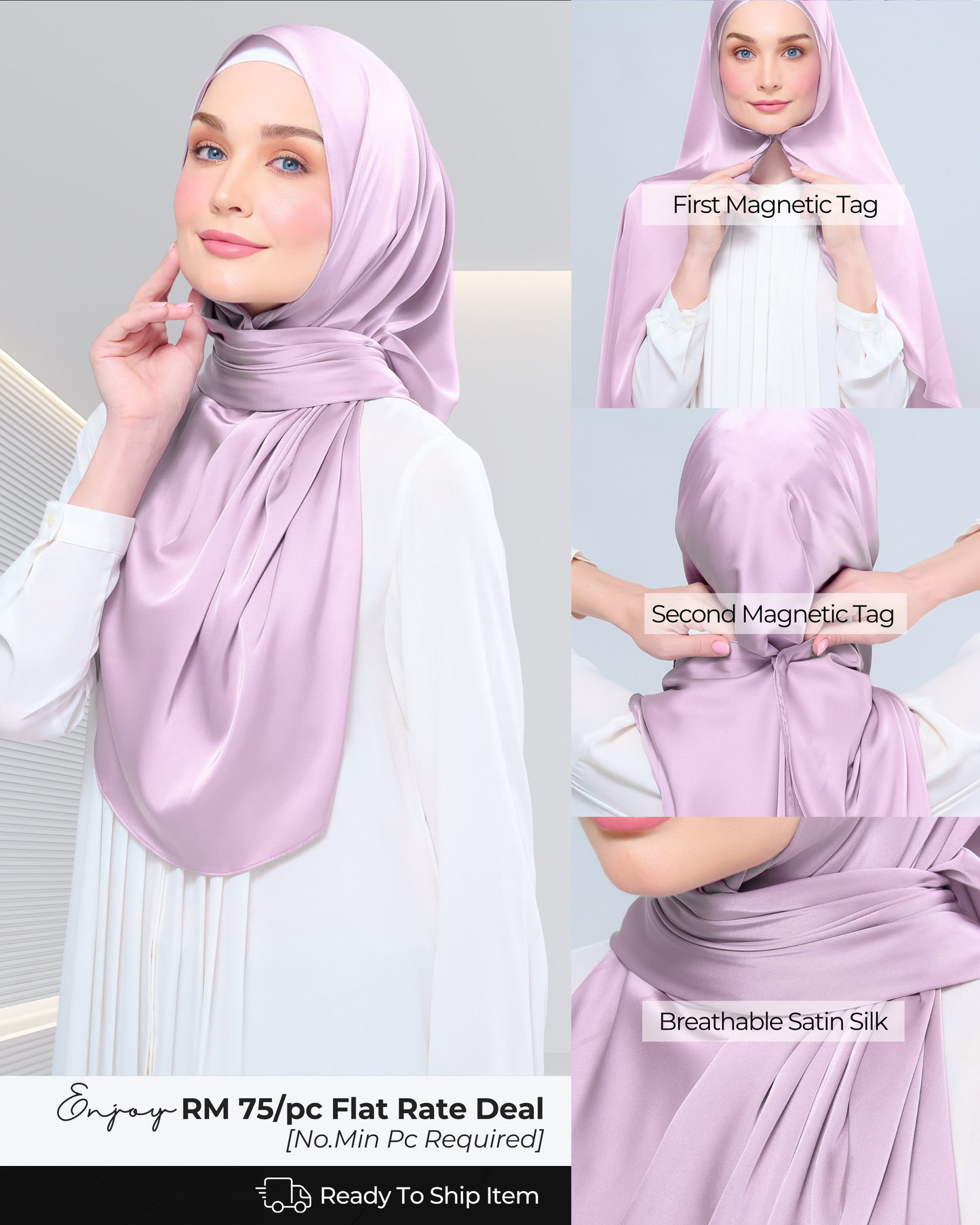 Instant Tag n' Go Shawl | Satin Silk in Light Orchid