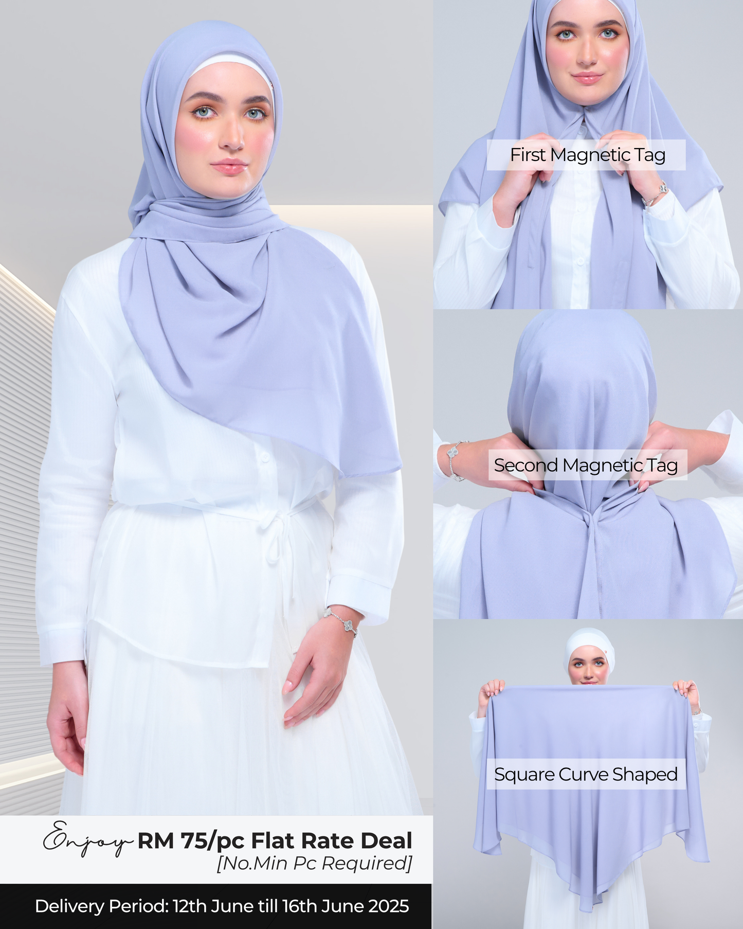 Instant Square Tag & Go l Cotton Voile in Periwinkle
