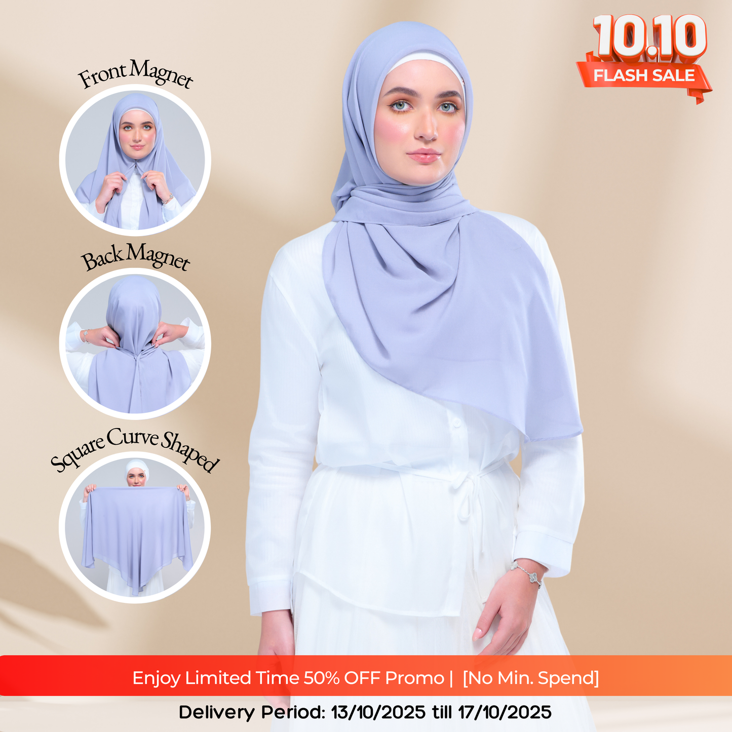 Instant Square Tag & Go l Cotton Voile in Periwinkle
