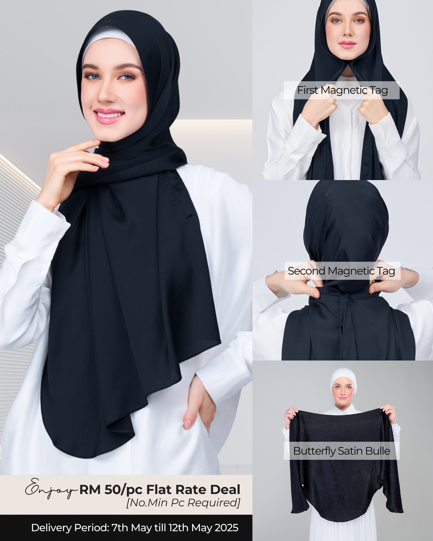 Instant Tag n' Go Butterfly | Satin Bulle in Pitch Black