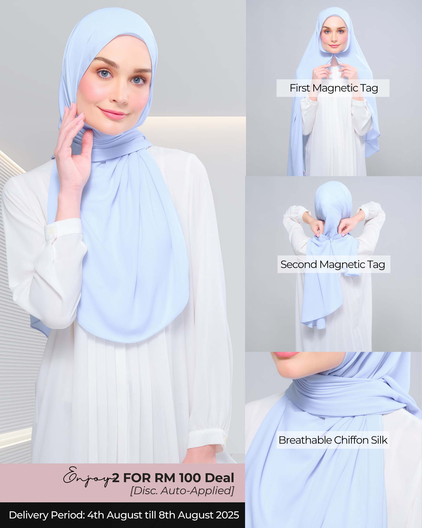 Instant Tag n' Go Shawl l Chiffon Silk 1.0 in Powder Blue