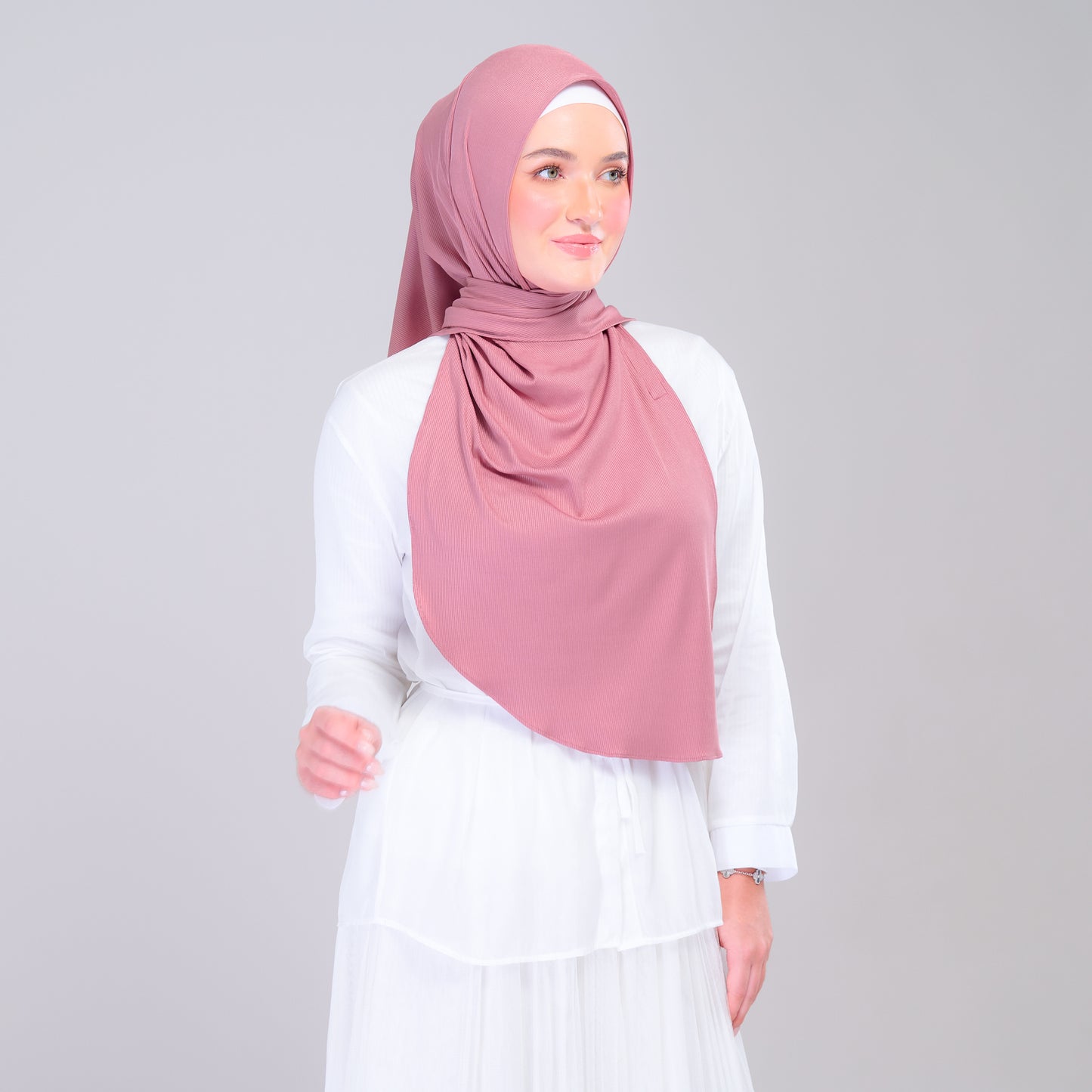 Instant Tag n' Go Shawl | Ribbed Jersey in Dusty Berry