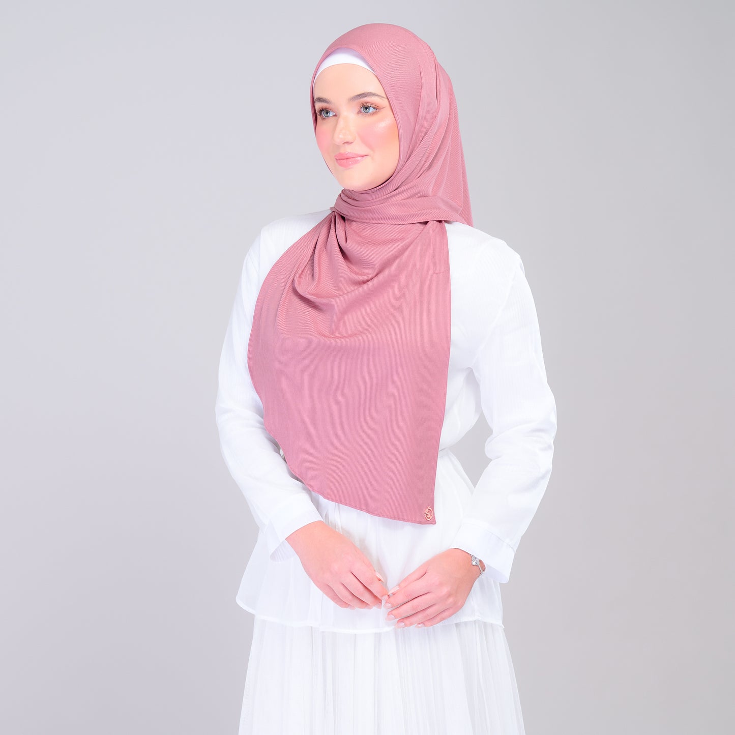 Instant Tag n' Go Shawl | Ribbed Jersey in Dusty Berry