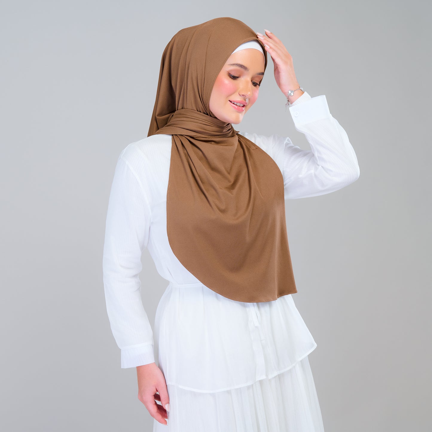 Instant Tag n' Go Shawl | Ribbed Jersey in Mocha Taupe