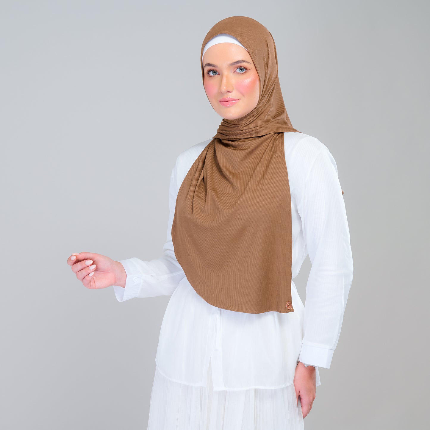 Instant Tag n' Go Shawl | Ribbed Jersey in Mocha Taupe