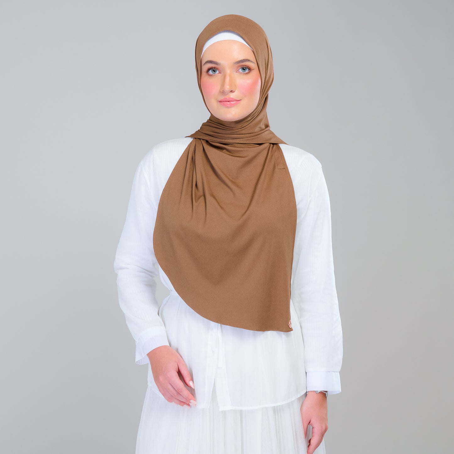Instant Tag n' Go Shawl | Ribbed Jersey in Mocha Taupe