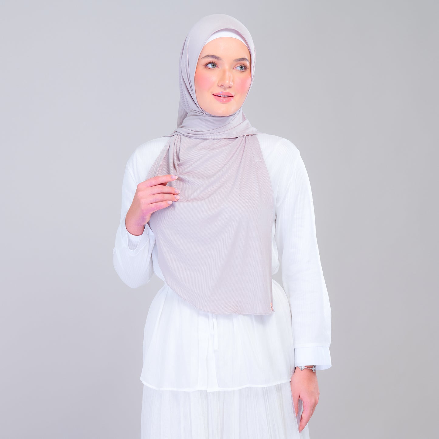 Instant Tag n' Go Shawl | Ribbed Jersey in Taupe