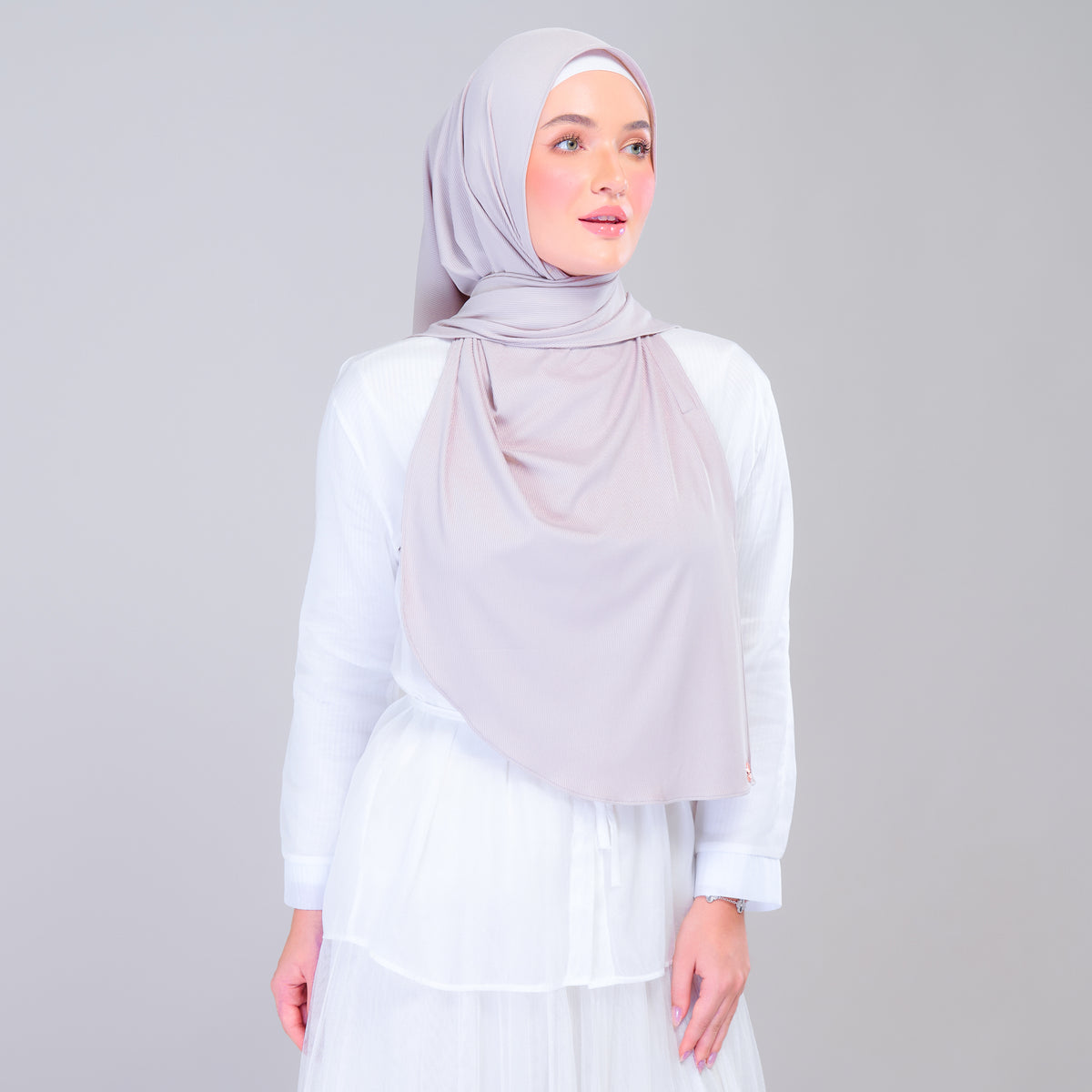 Instant Tag n' Go Shawl | Ribbed Jersey in Taupe