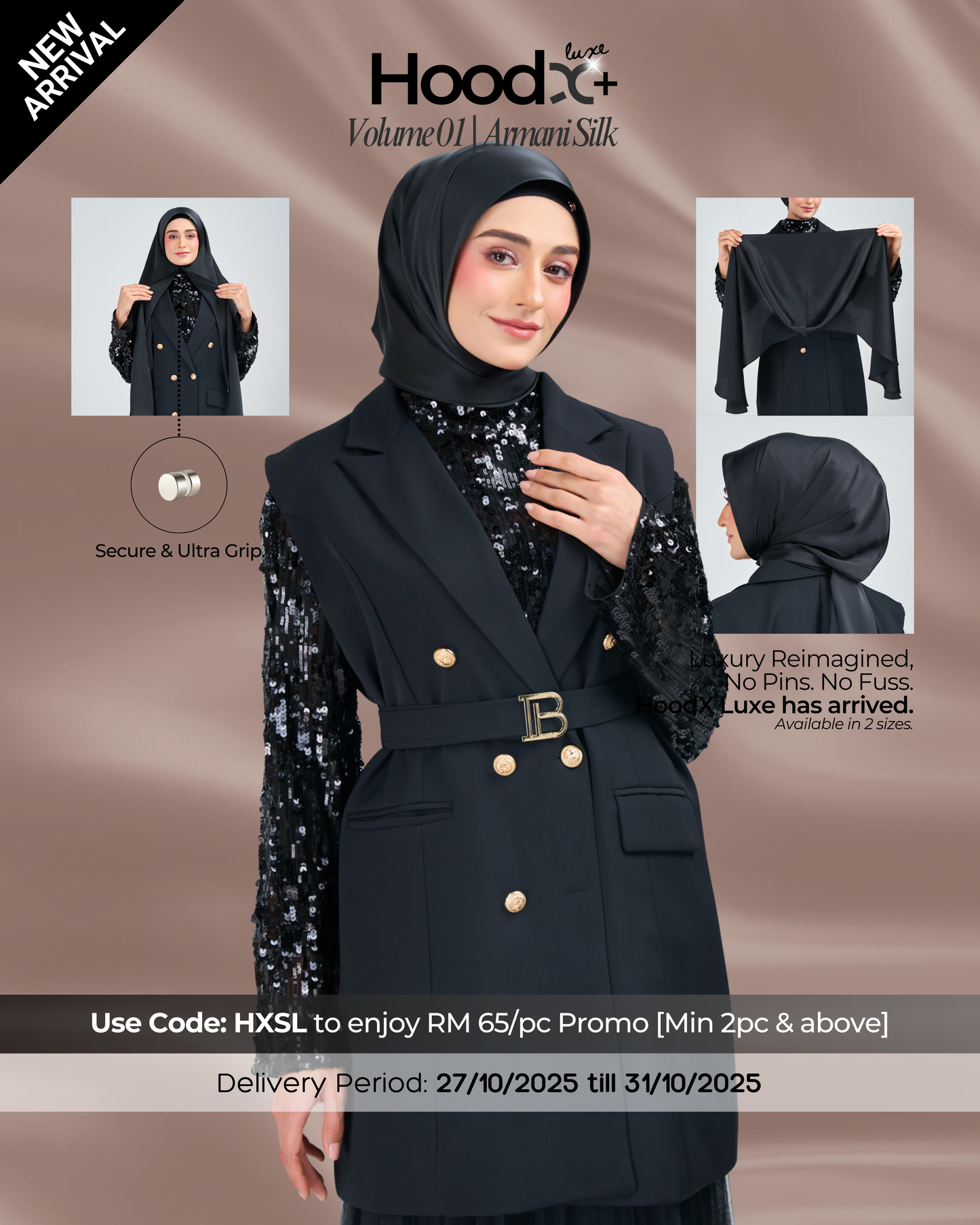 HoodX⁺Plus Luxe in Raven Black