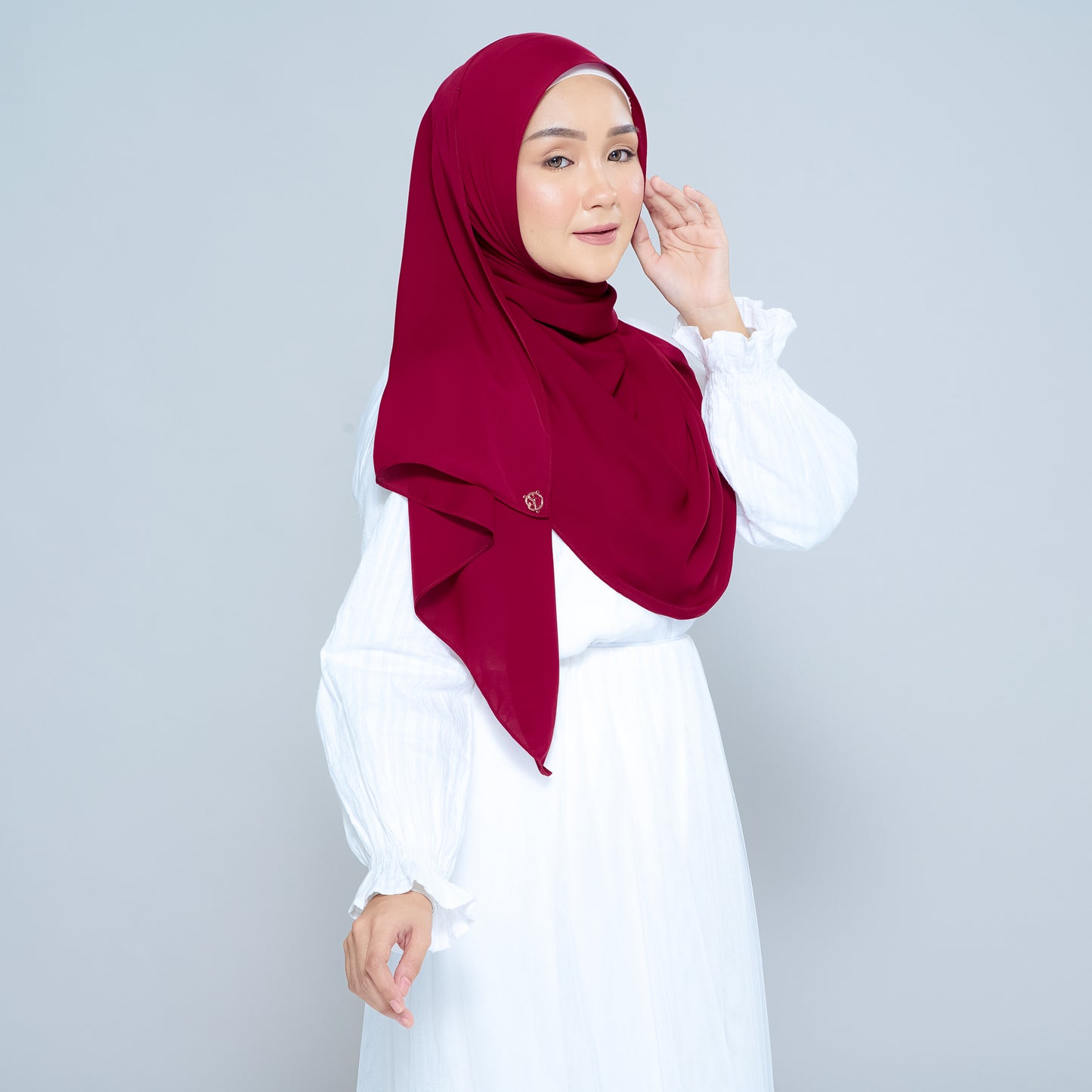 Semi-Instant Sarongje | Chiffon Silk in Crimson
