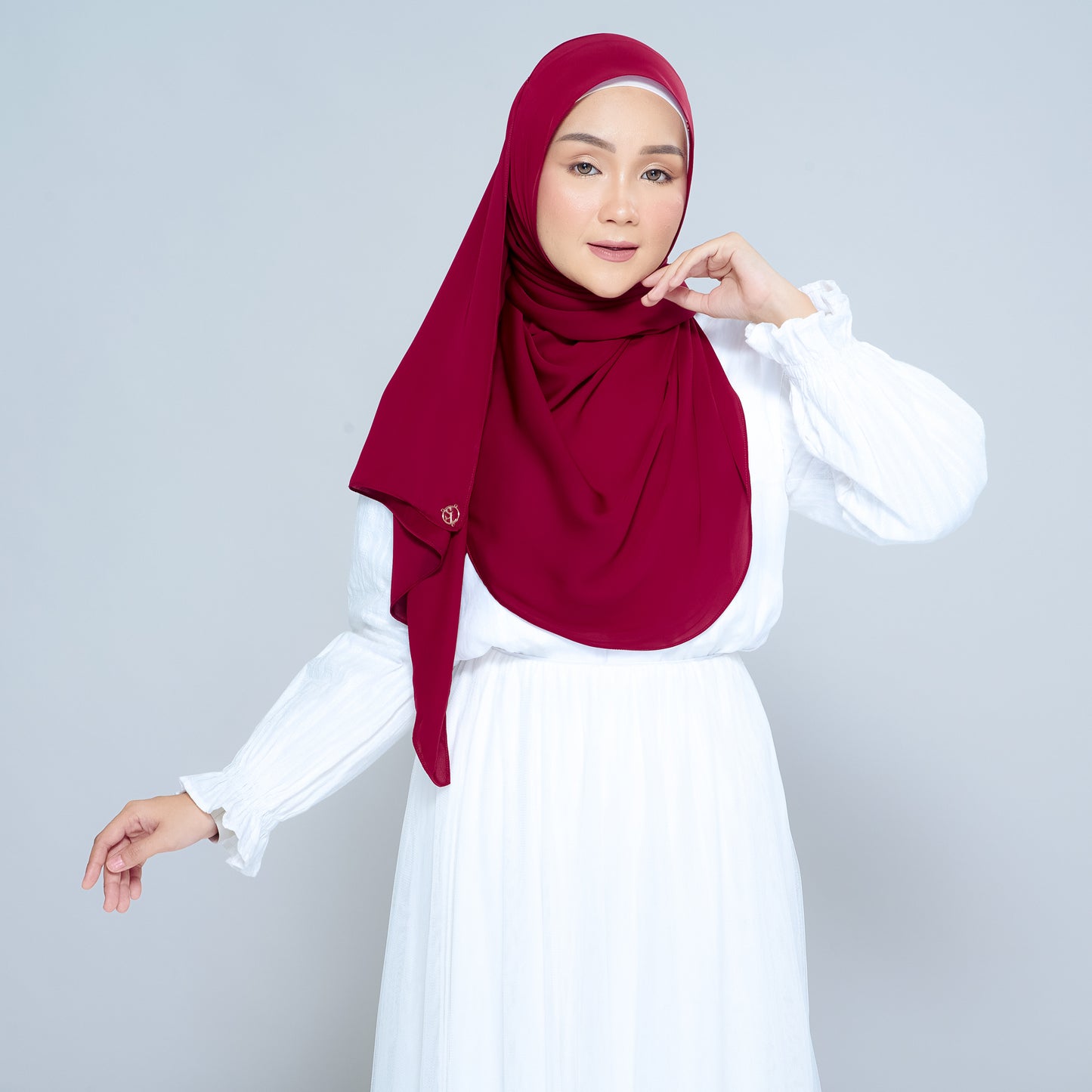 Semi-Instant Sarongje | Chiffon Silk in Crimson