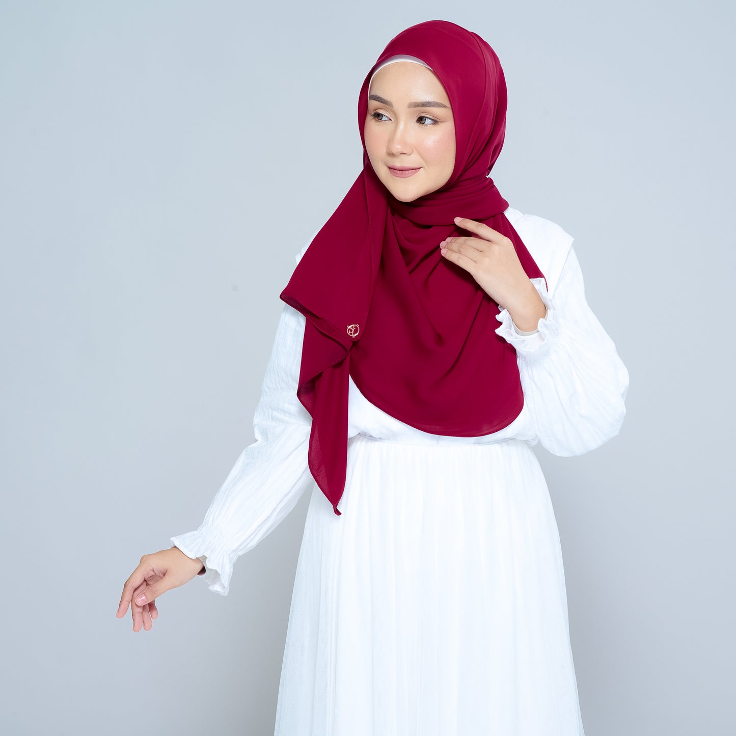 Semi-Instant Sarongje | Chiffon Silk in Crimson