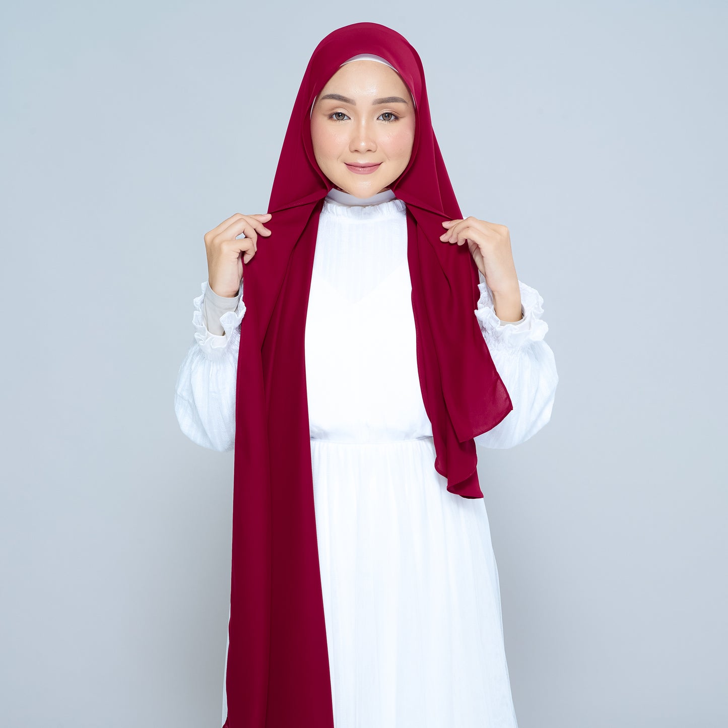 Semi-Instant Sarongje | Chiffon Silk in Crimson