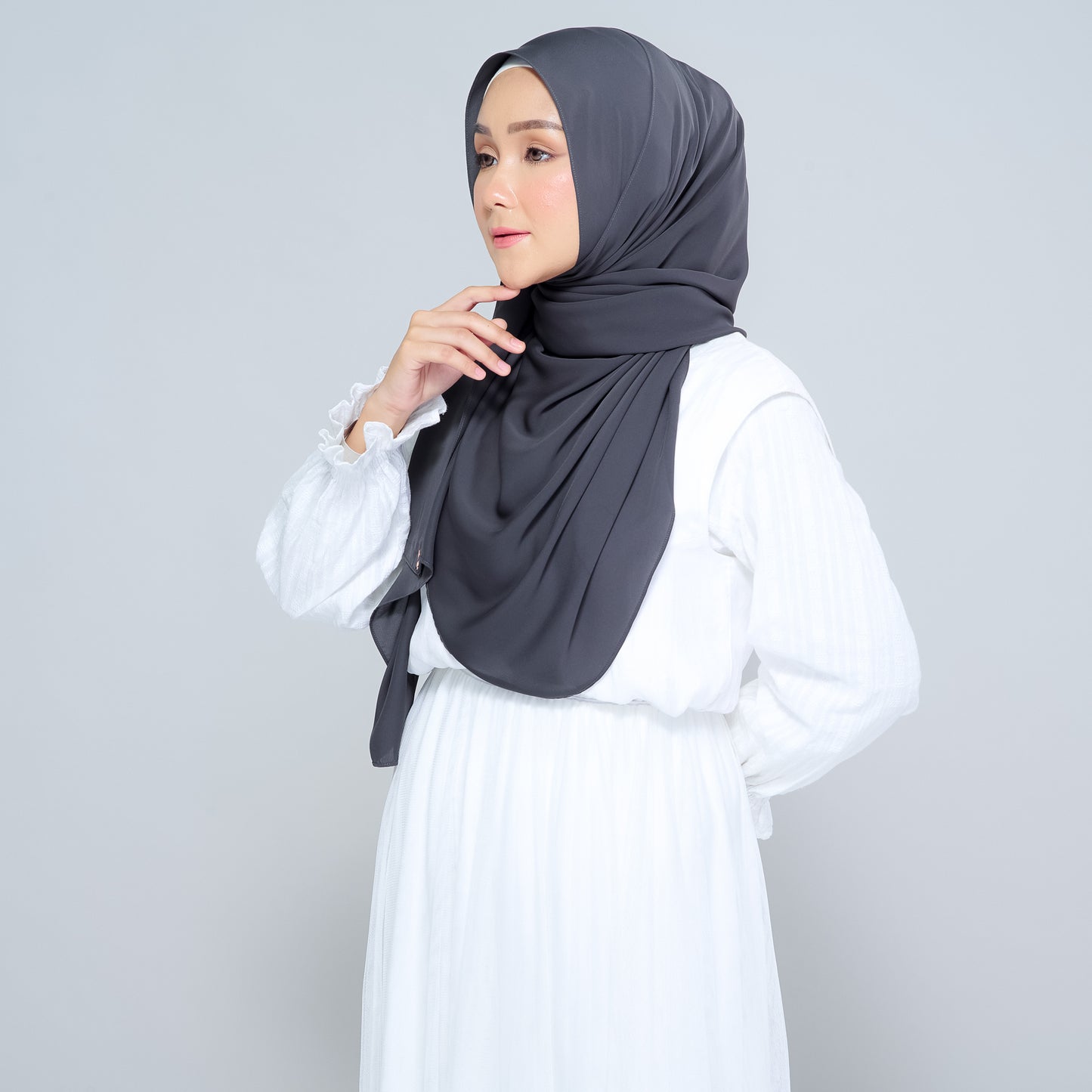 Semi-Instant Sarongje | Chiffon Silk in Dark Grey