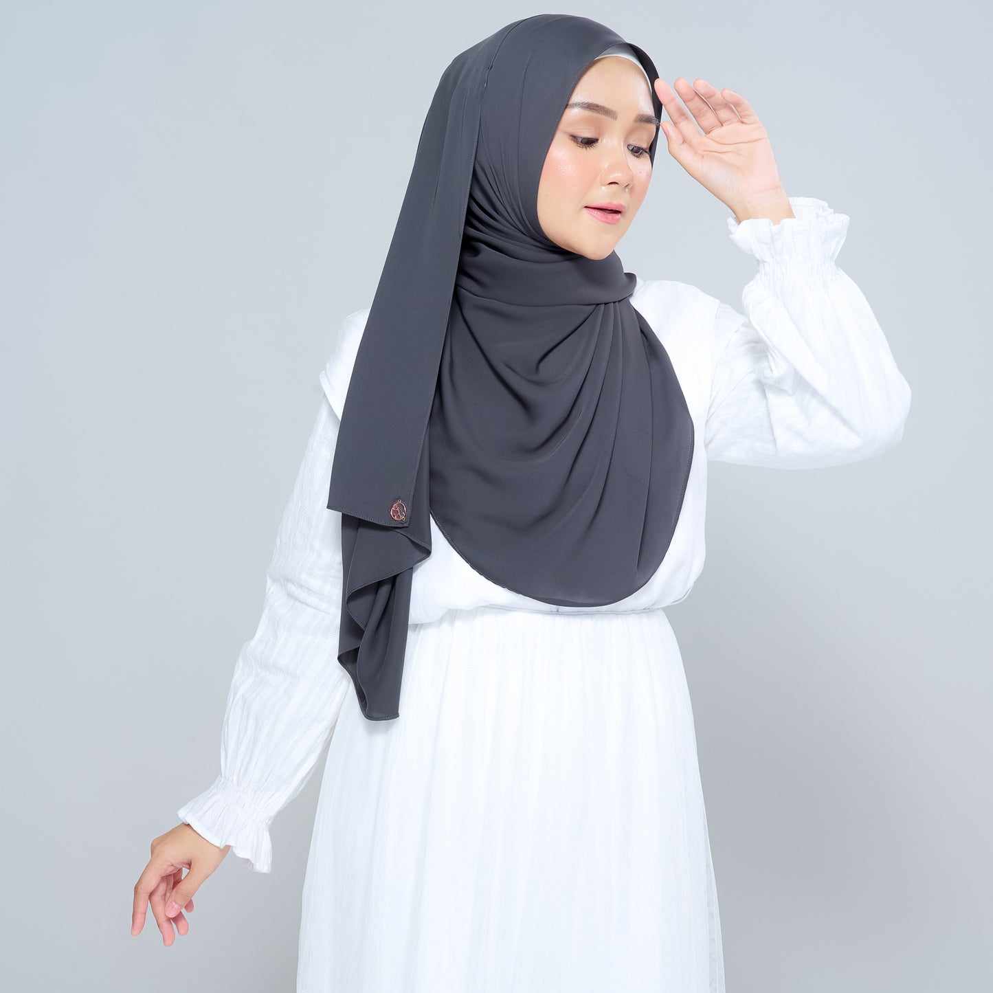 Semi-Instant Sarongje | Chiffon Silk in Dark Grey