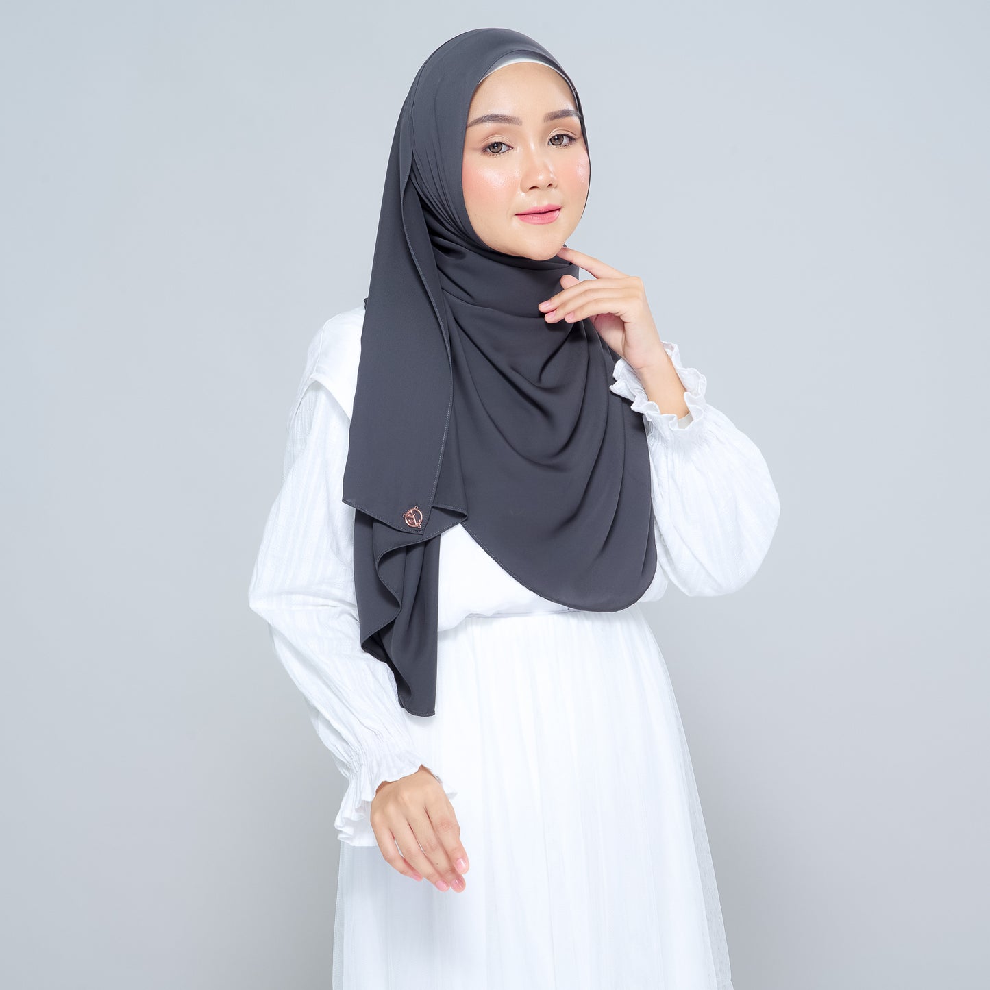 Semi-Instant Sarongje | Chiffon Silk in Dark Grey