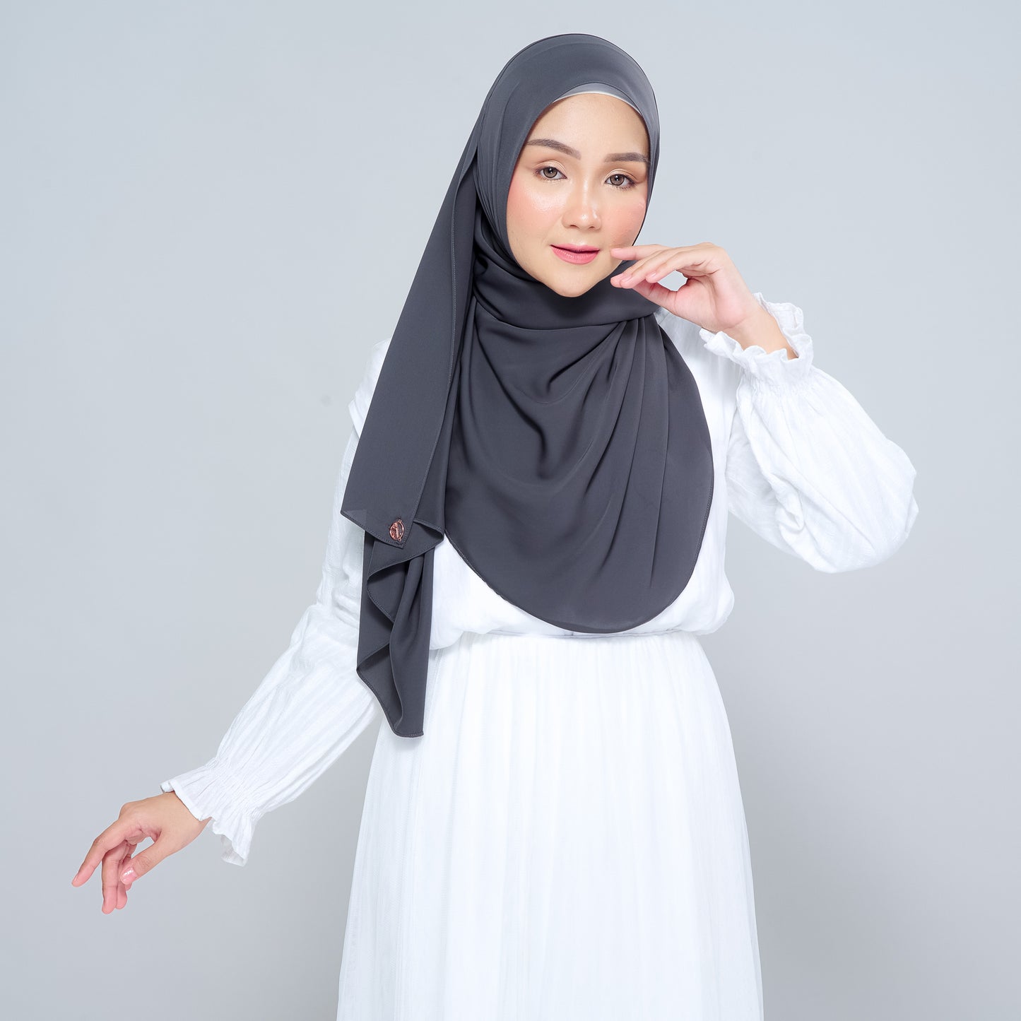Semi-Instant Sarongje | Chiffon Silk in Dark Grey