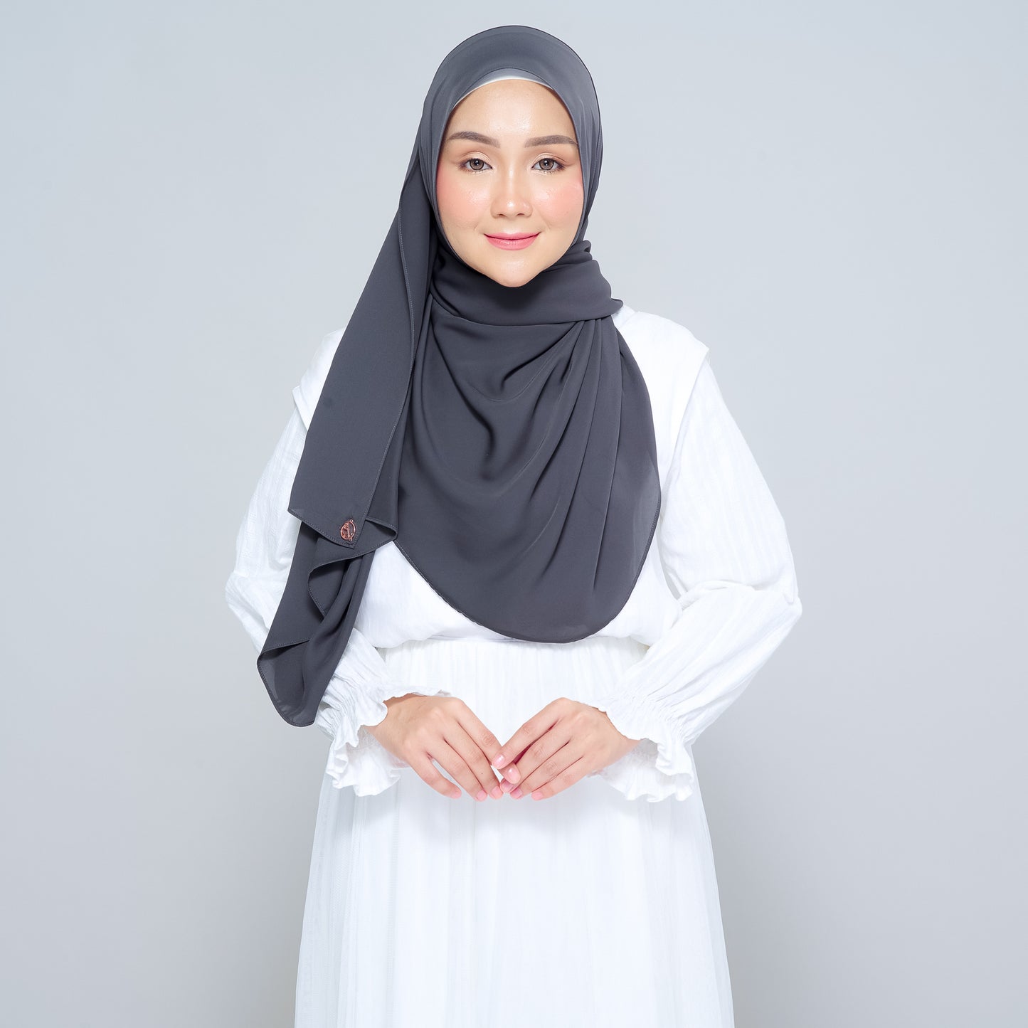 Semi-Instant Sarongje | Chiffon Silk in Dark Grey