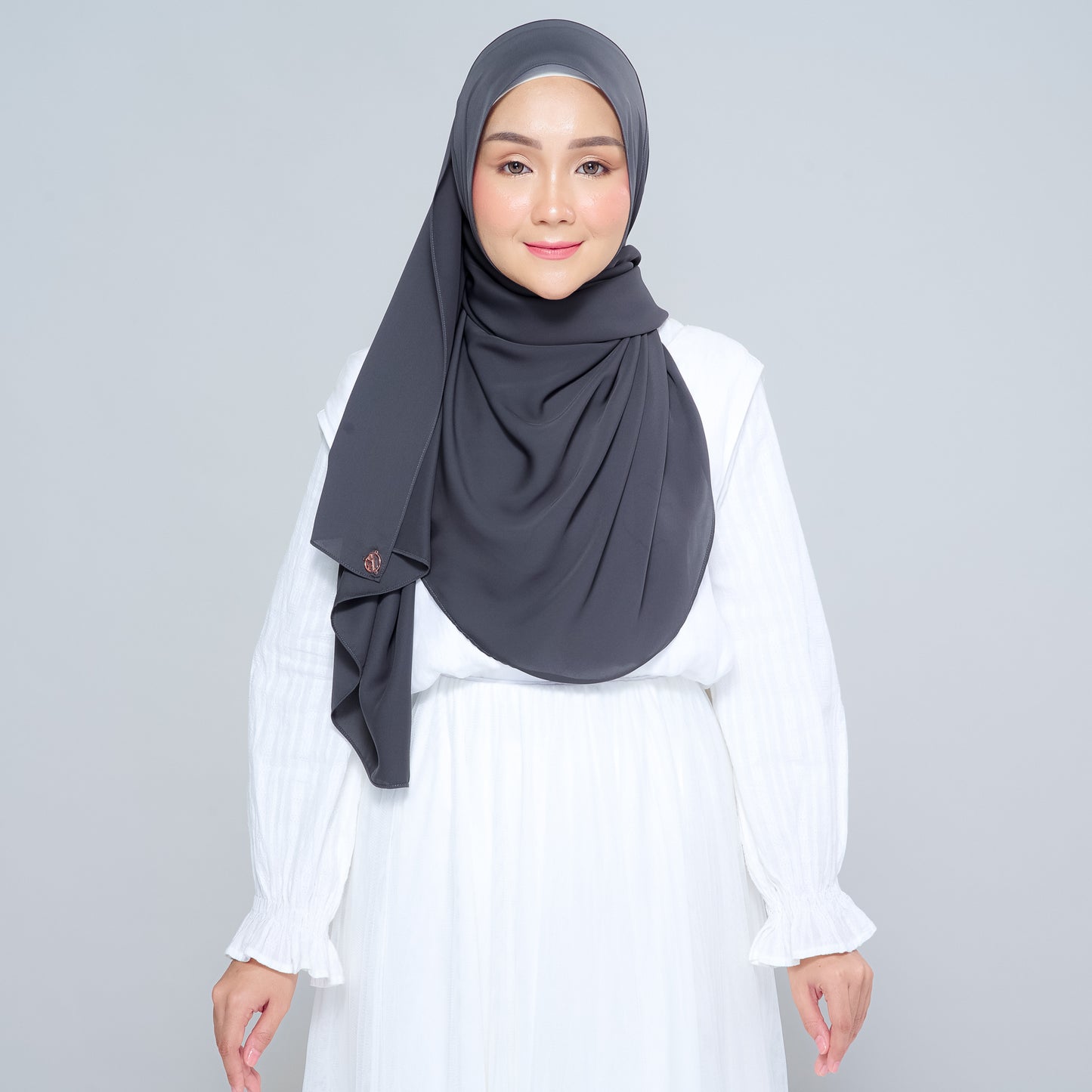 Semi-Instant Sarongje | Chiffon Silk in Dark Grey