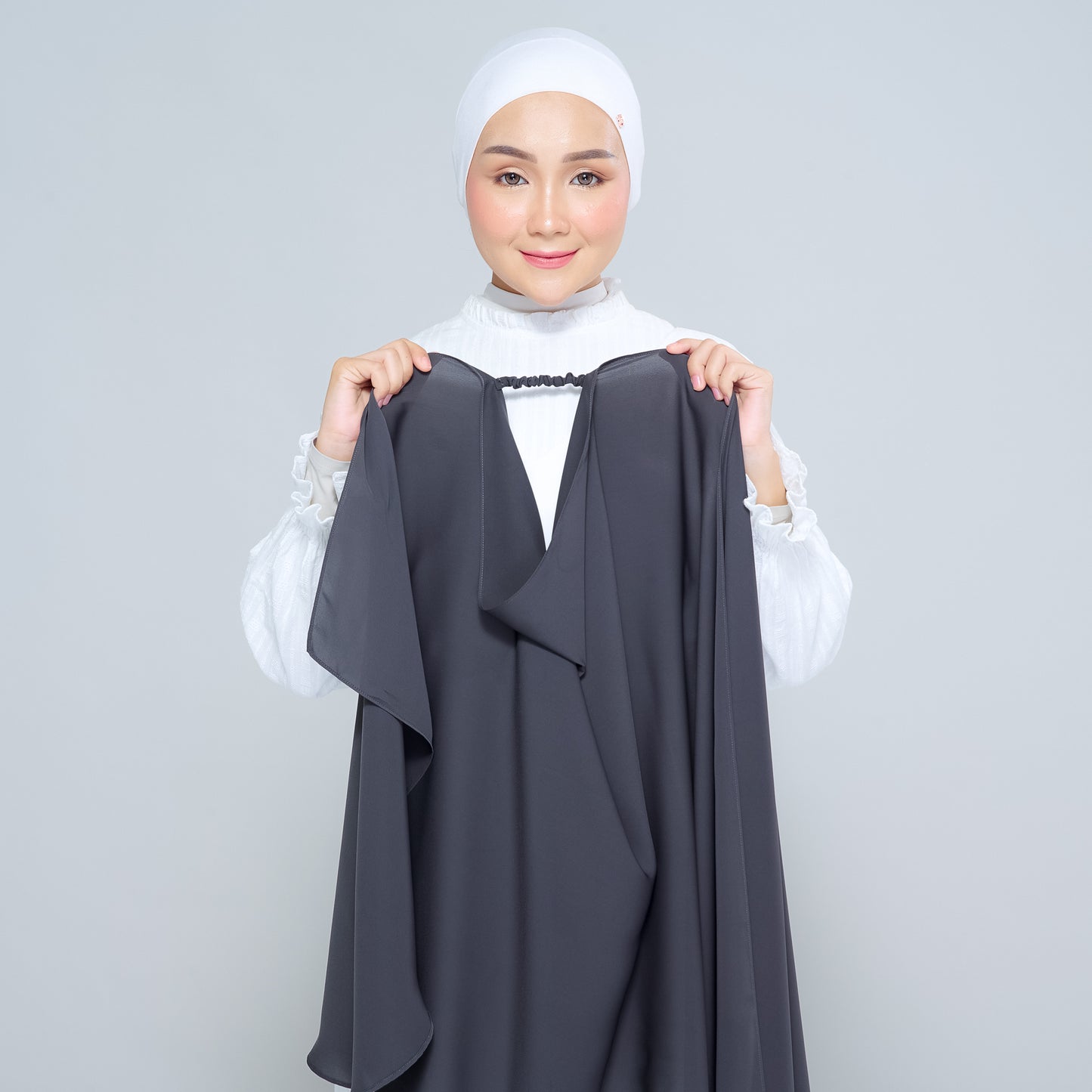 Semi-Instant Sarongje | Chiffon Silk in Dark Grey