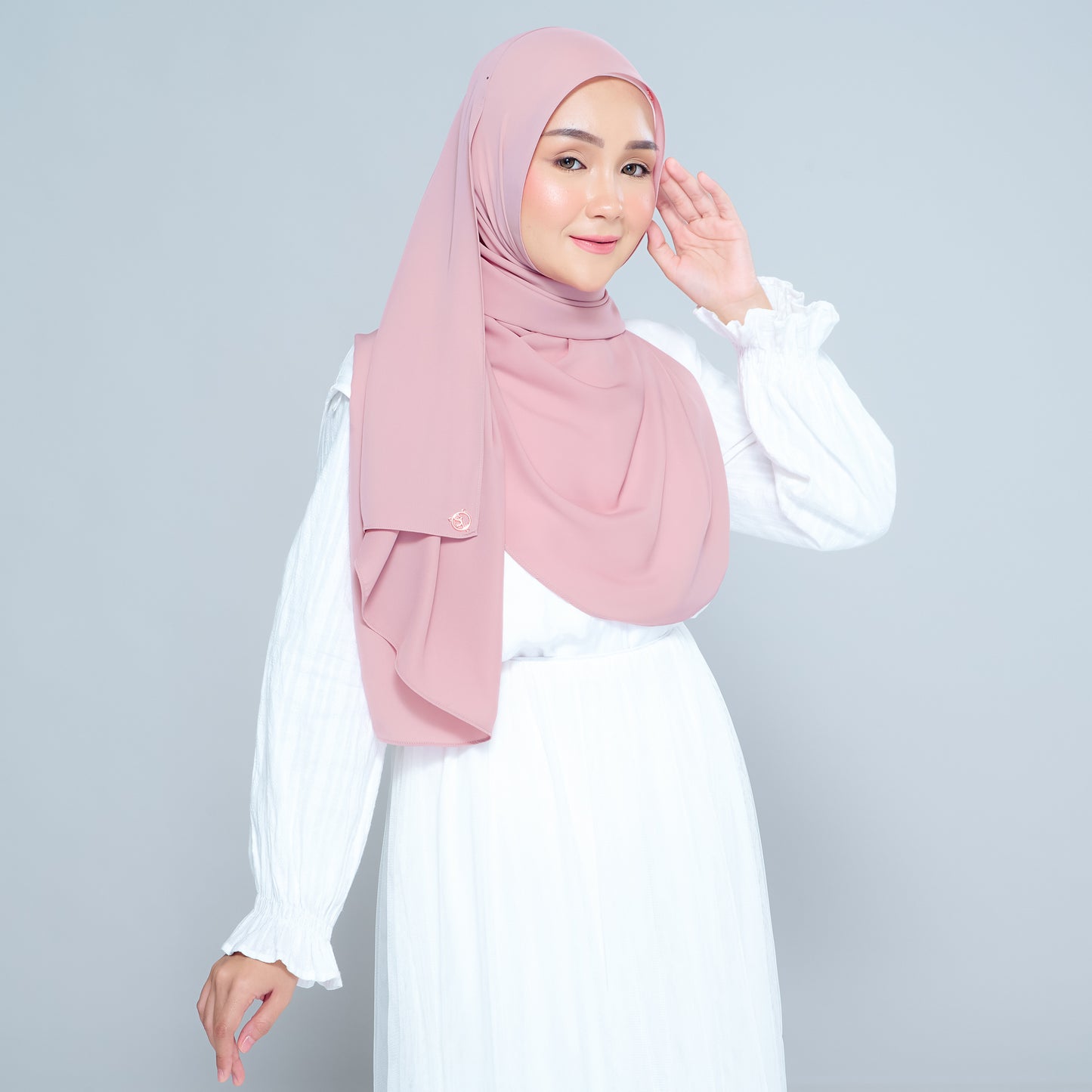 Semi-Instant Sarongje | Chiffon Silk in Dusty Pink