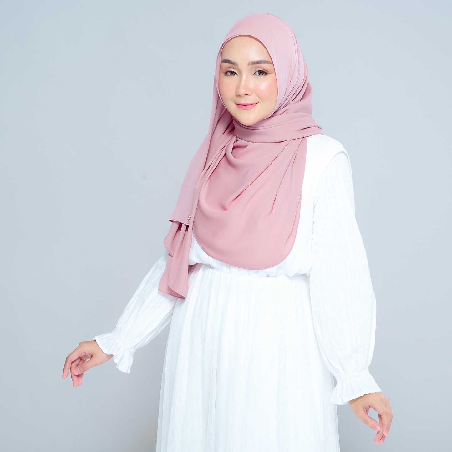 Semi-Instant Sarongje | Chiffon Silk in Dusty Pink