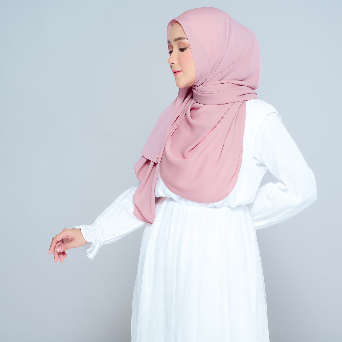Semi-Instant Sarongje | Chiffon Silk in Dusty Pink
