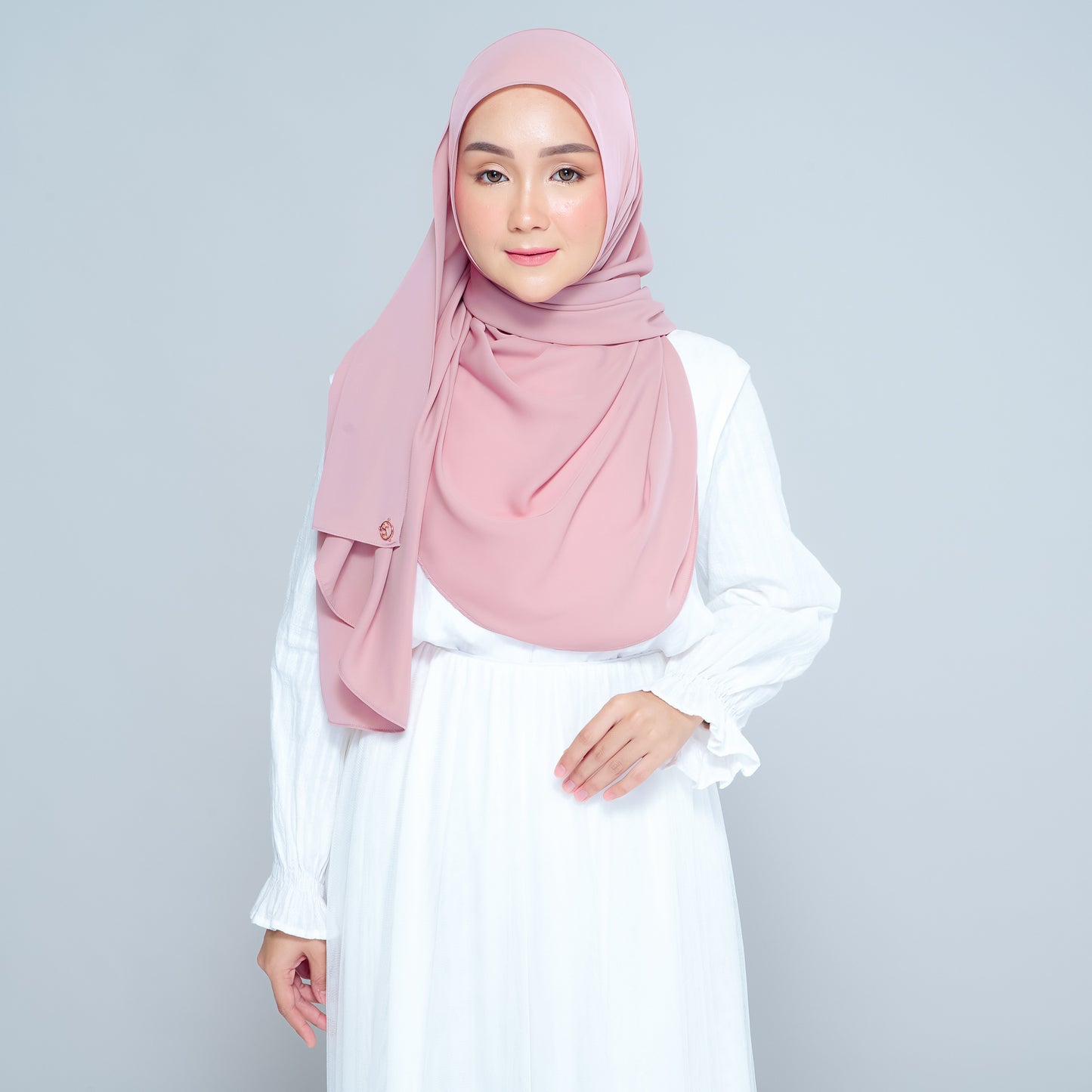 Semi-Instant Sarongje | Chiffon Silk in Dusty Pink