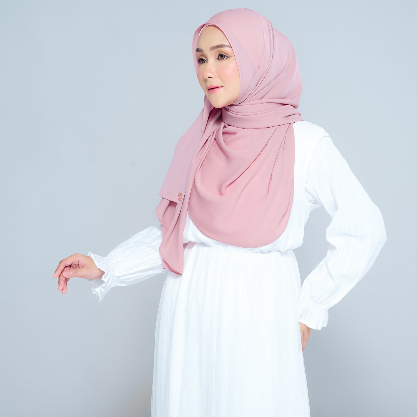Semi-Instant Sarongje | Chiffon Silk in Dusty Pink