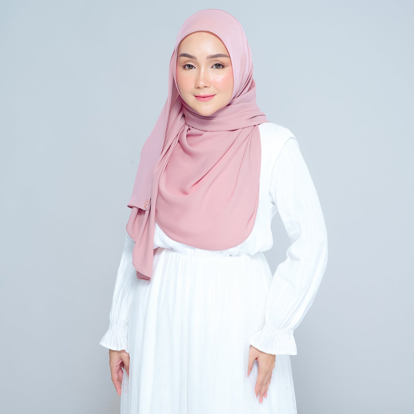 Semi-Instant Sarongje | Chiffon Silk in Dusty Pink