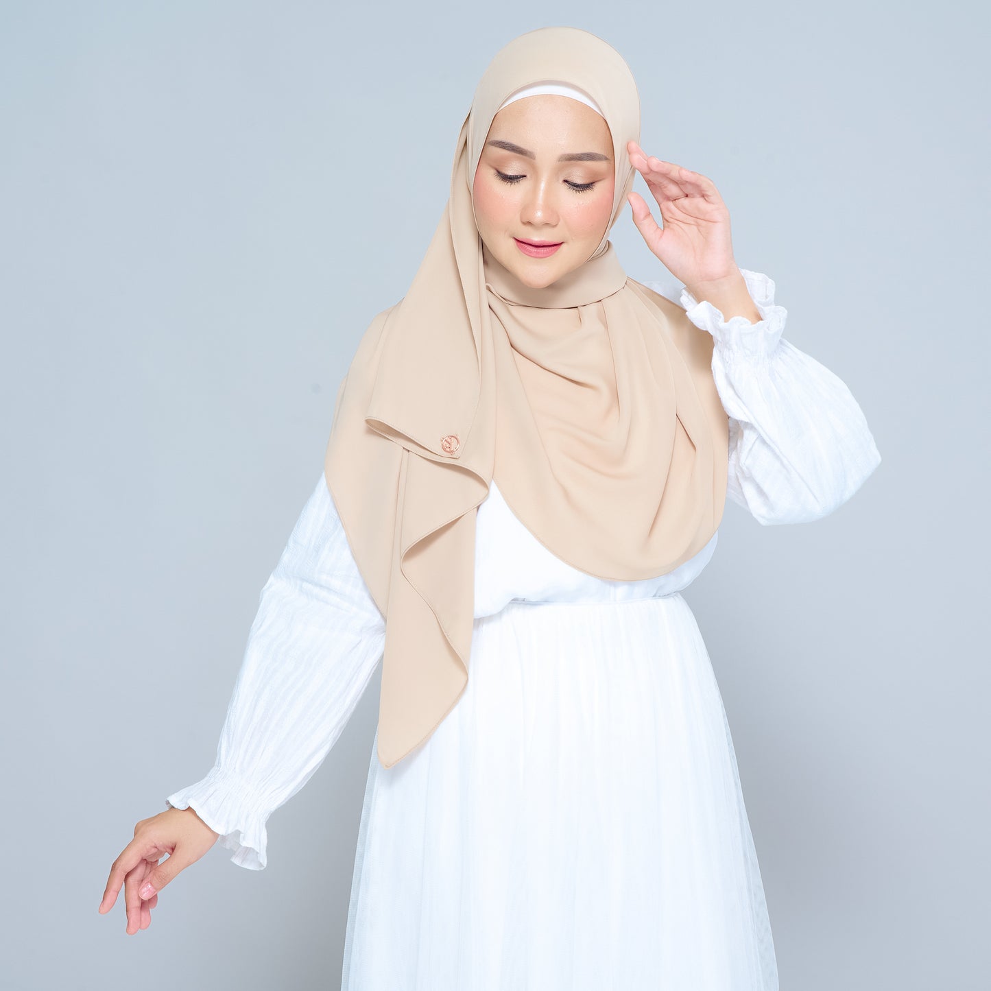 Semi-Instant Sarongje | Chiffon Silk in Latte