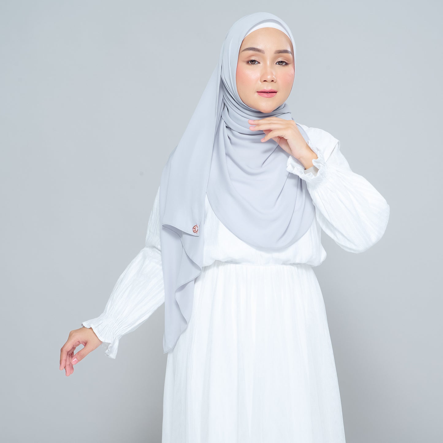 Semi-Instant Sarongje | Chiffon Silk in Light Grey