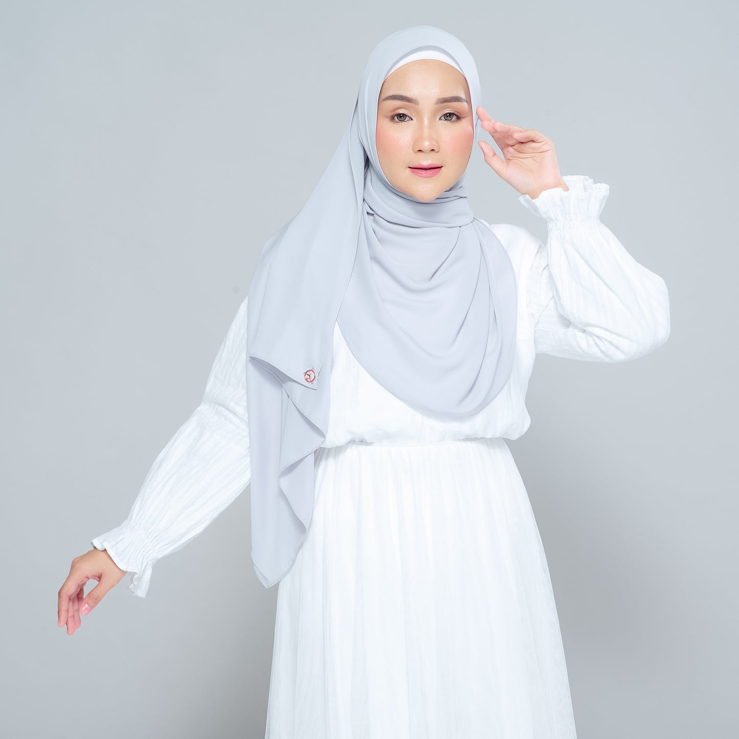 Semi-Instant Sarongje | Chiffon Silk in Light Grey