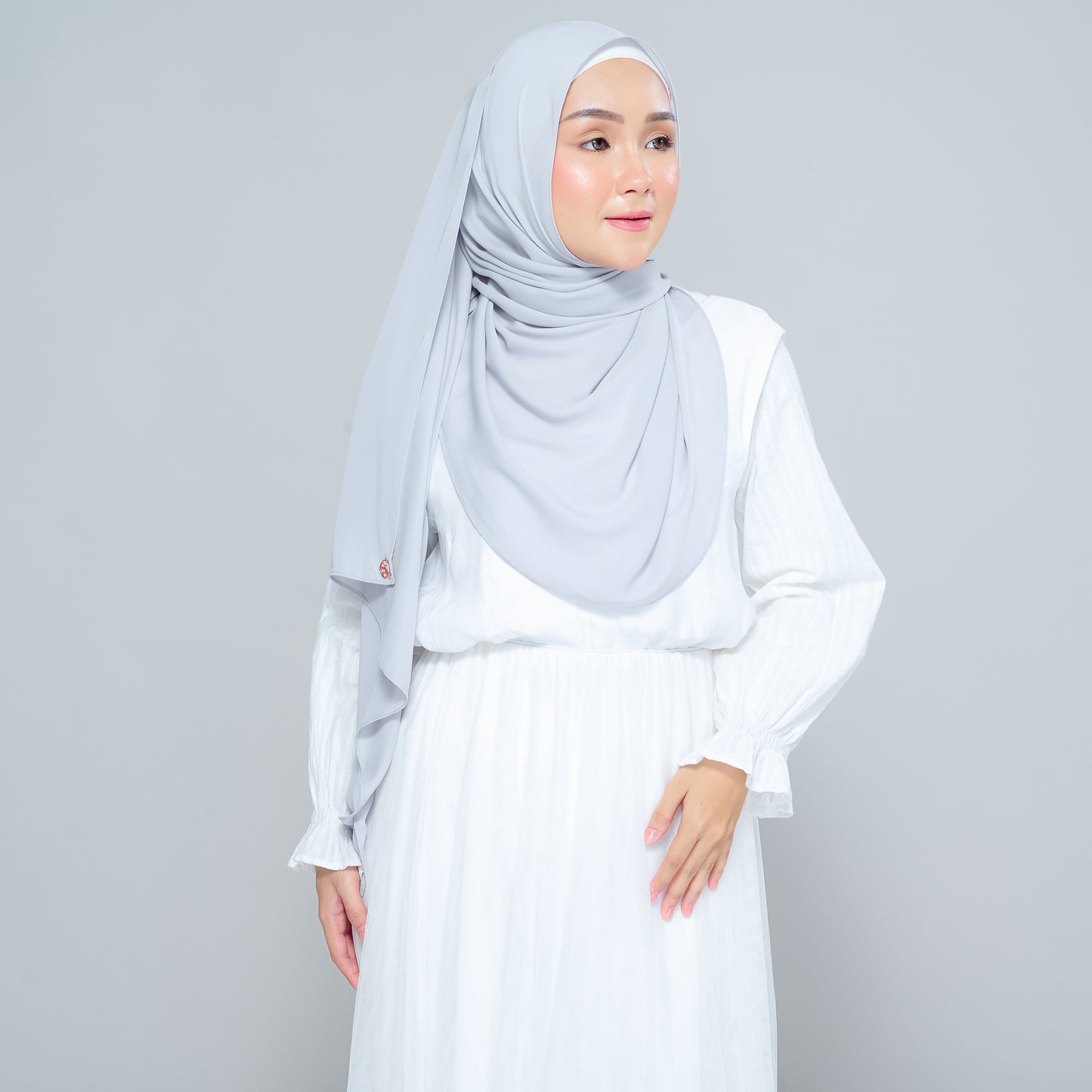 Semi-Instant Sarongje | Chiffon Silk in Light Grey