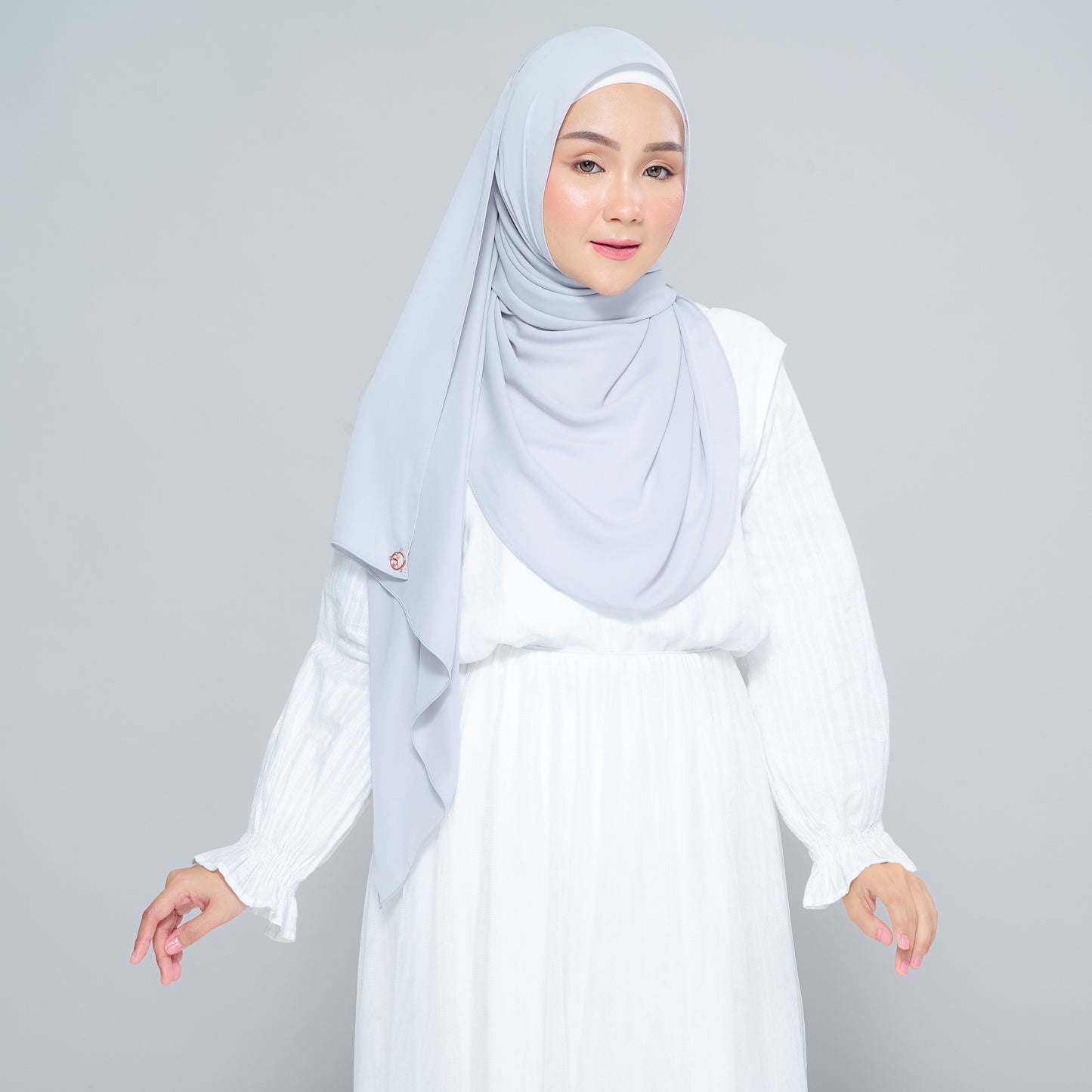 Semi-Instant Sarongje | Chiffon Silk in Light Grey