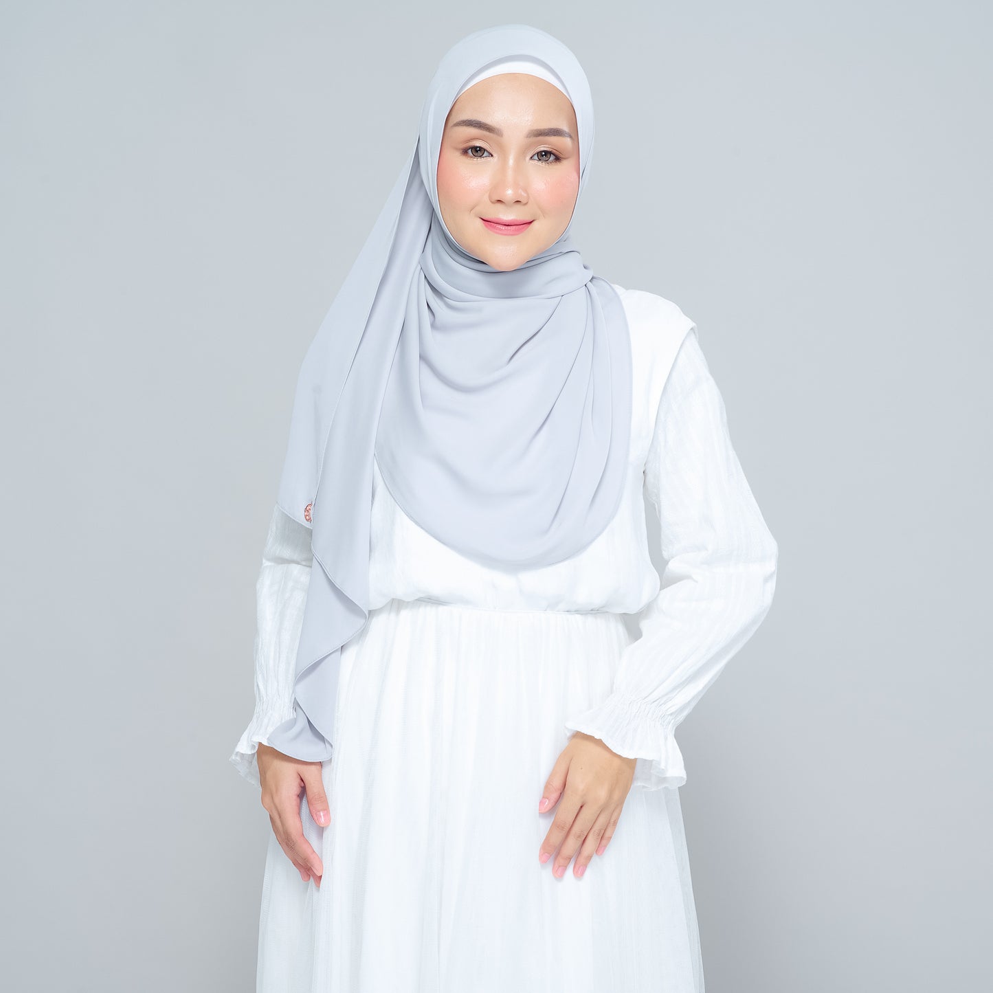 Semi-Instant Sarongje | Chiffon Silk in Light Grey