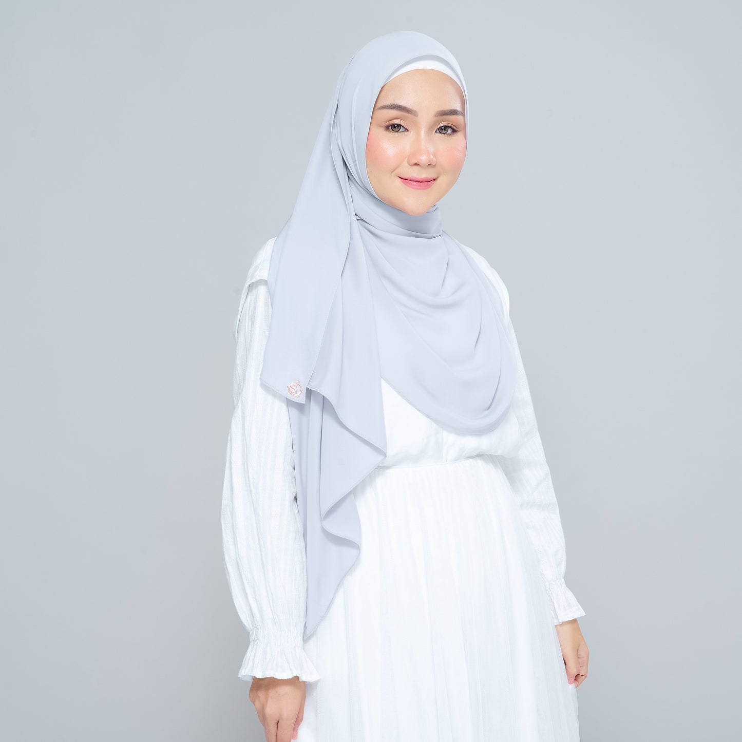 Semi-Instant Sarongje | Chiffon Silk in Light Grey
