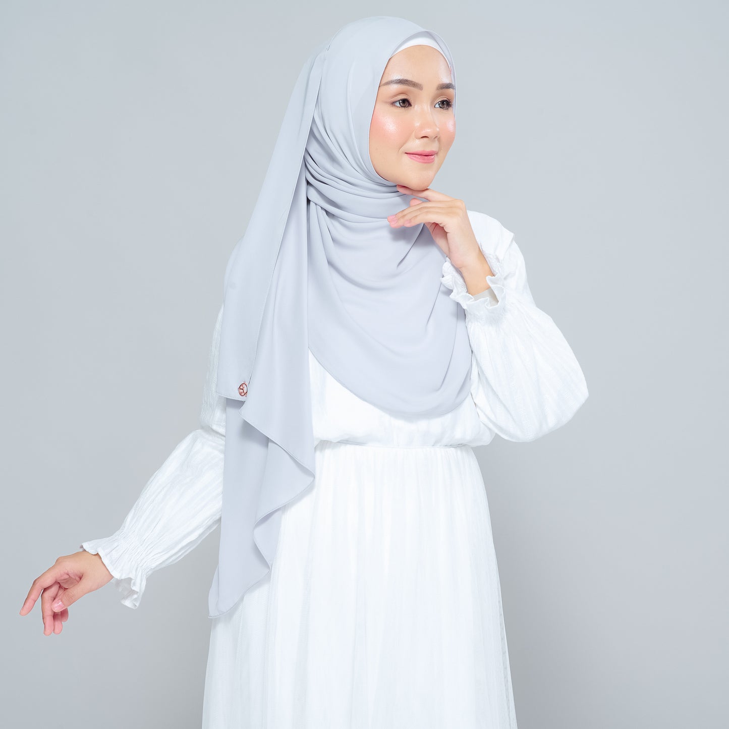 Semi-Instant Sarongje | Chiffon Silk in Light Grey