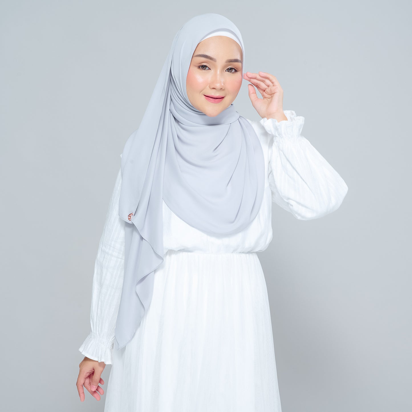 Semi-Instant Sarongje | Chiffon Silk in Light Grey