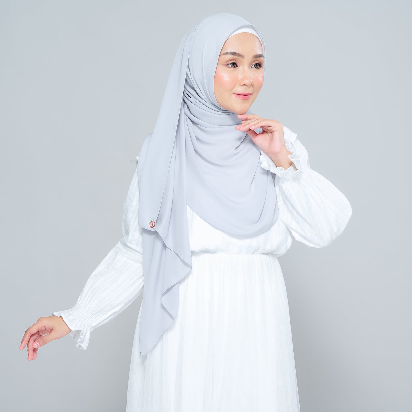 Semi-Instant Sarongje | Chiffon Silk in Light Grey