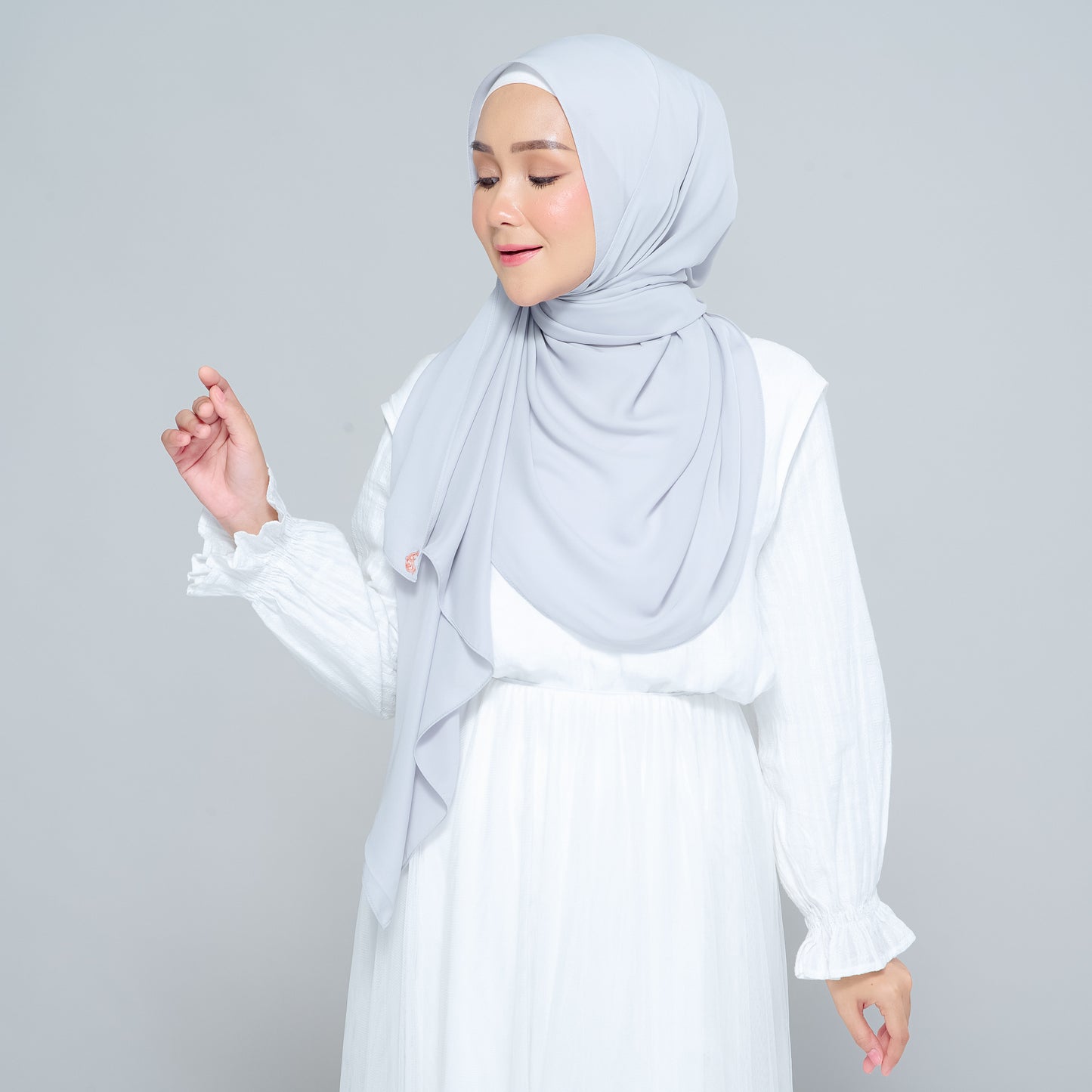 Semi-Instant Sarongje | Chiffon Silk in Light Grey