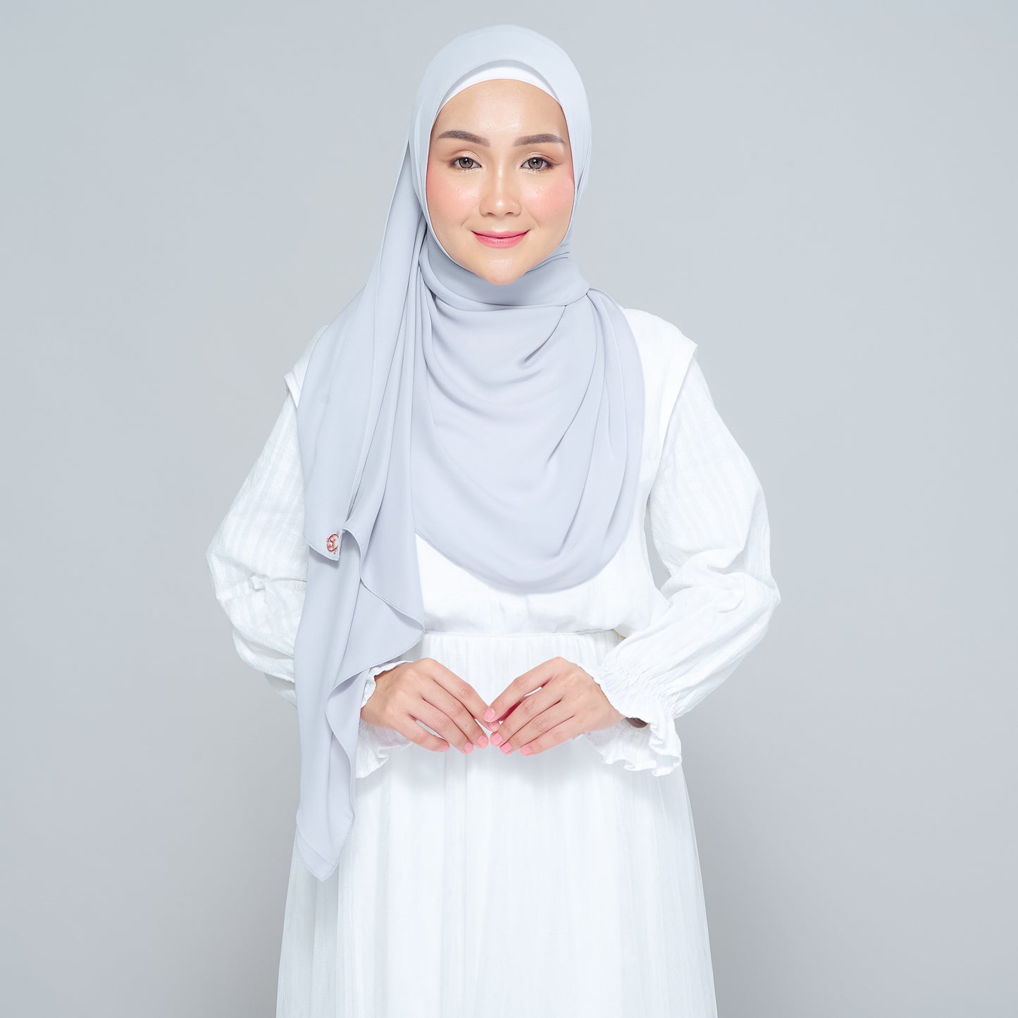 Semi-Instant Sarongje | Chiffon Silk in Light Grey