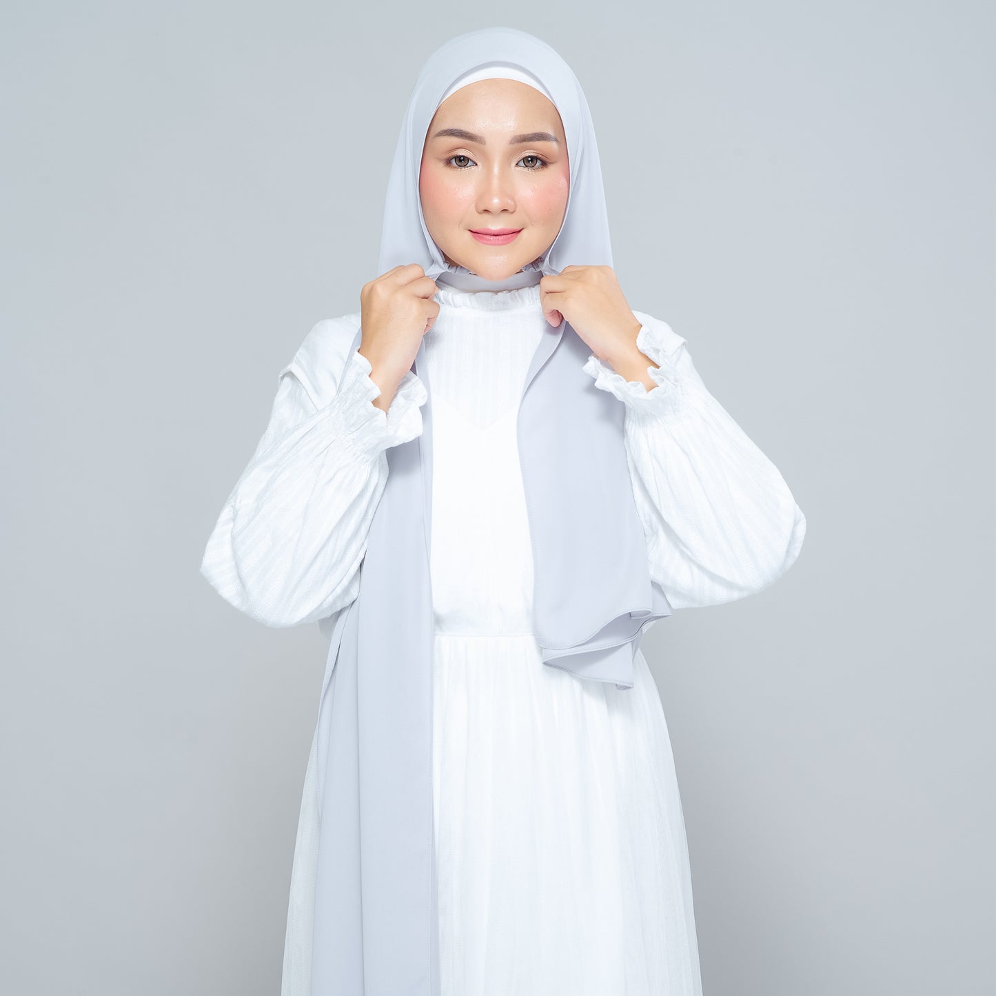 Semi-Instant Sarongje | Chiffon Silk in Light Grey