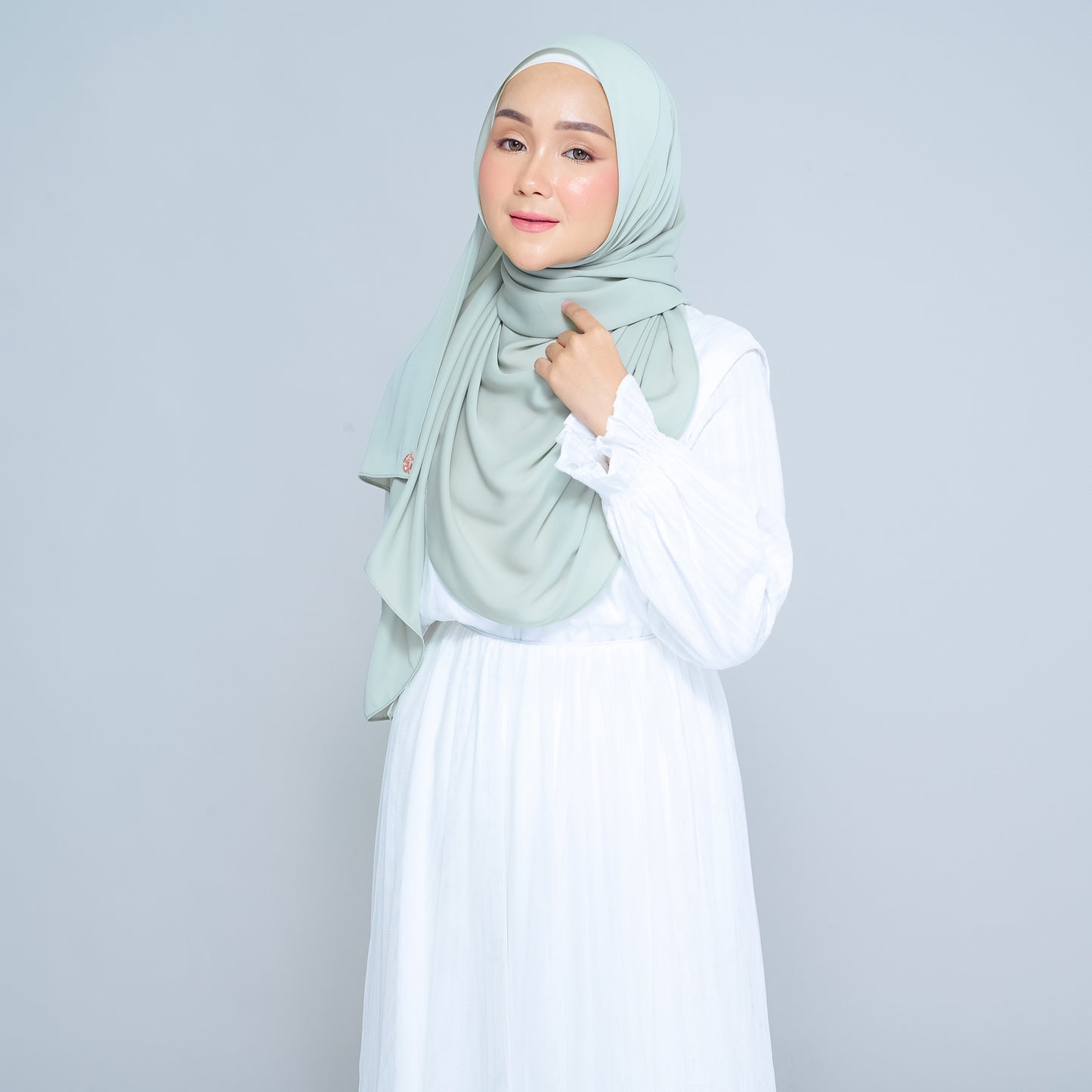 Semi-Instant Sarongje | Chiffon Silk in Matcha Green