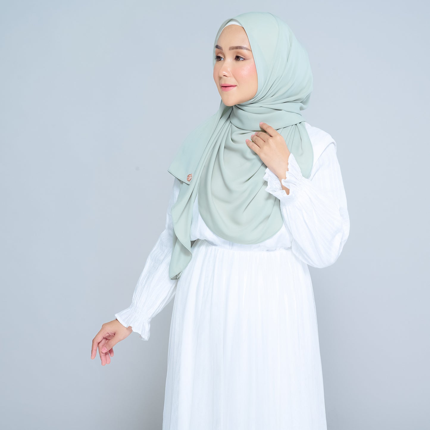 Semi-Instant Sarongje | Chiffon Silk in Matcha Green