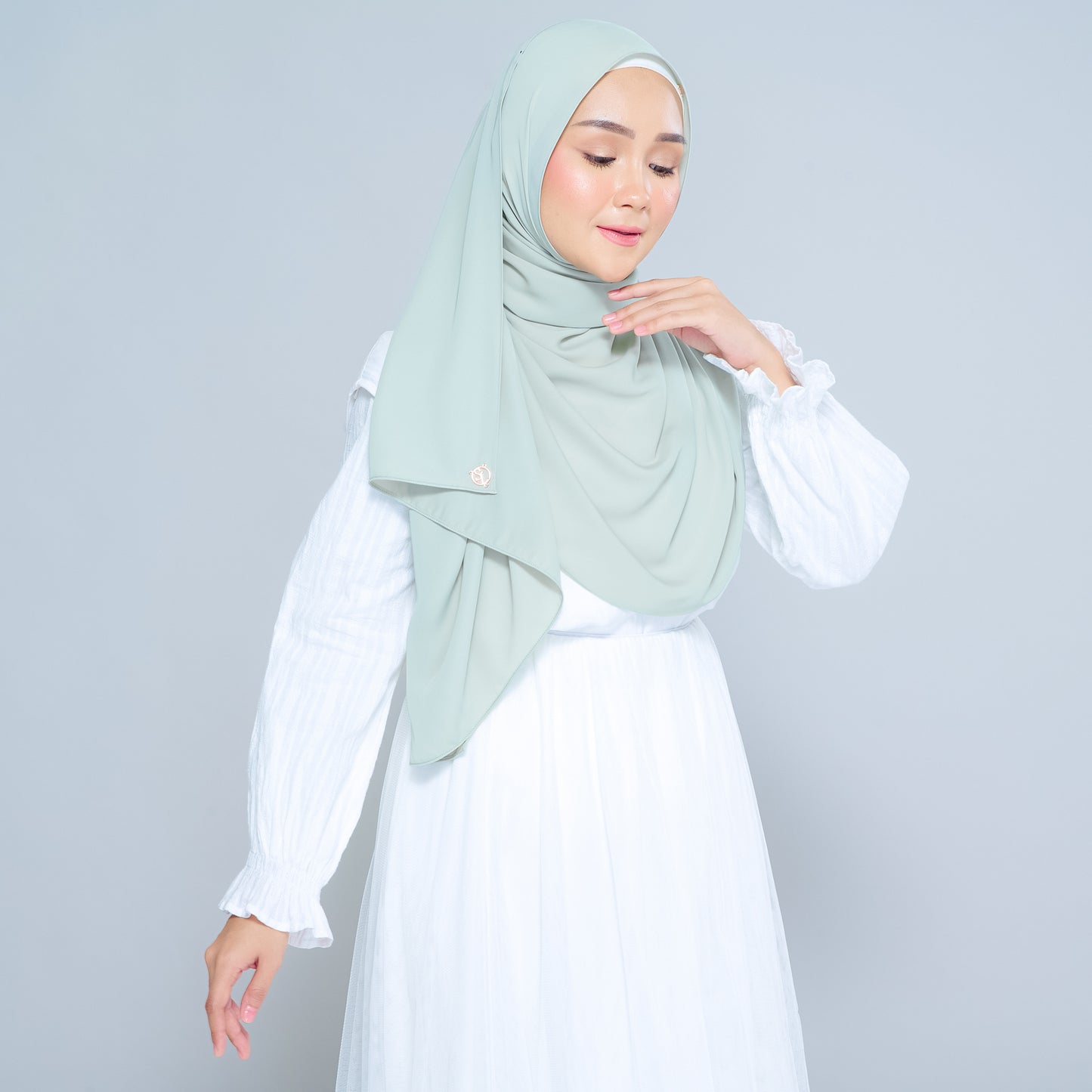 Semi-Instant Sarongje | Chiffon Silk in Matcha Green